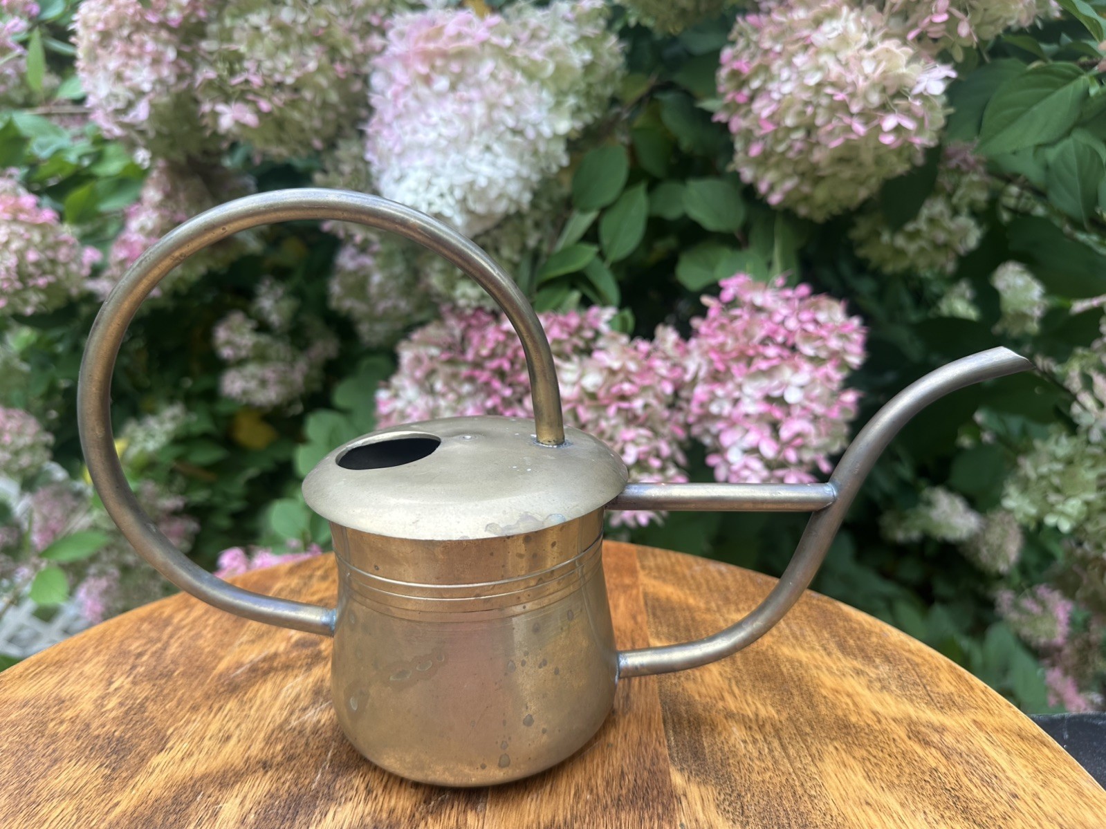 Vintage Mid-Century Modern Brass Watering Can – Large Hoop Handle Long Spout Vintage Mid-Century Modern Brass Watering Can – Large Hoop Handle Long Spout