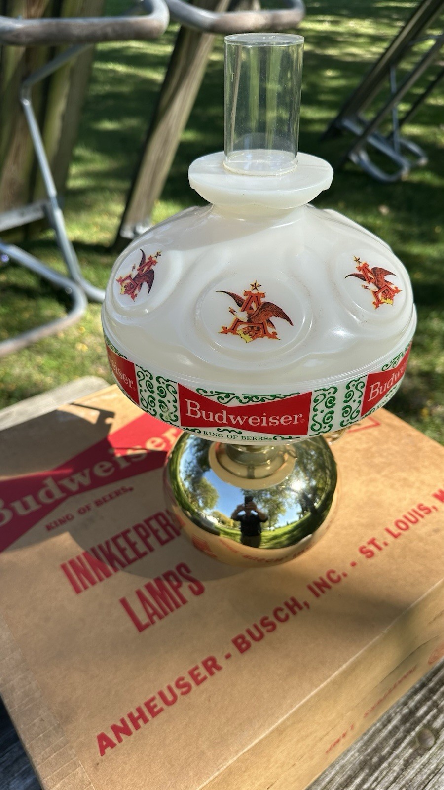 Vintage Budweiser Innkeeper’s Lamp Wall Sconce 003-311 w/ Box Instructions