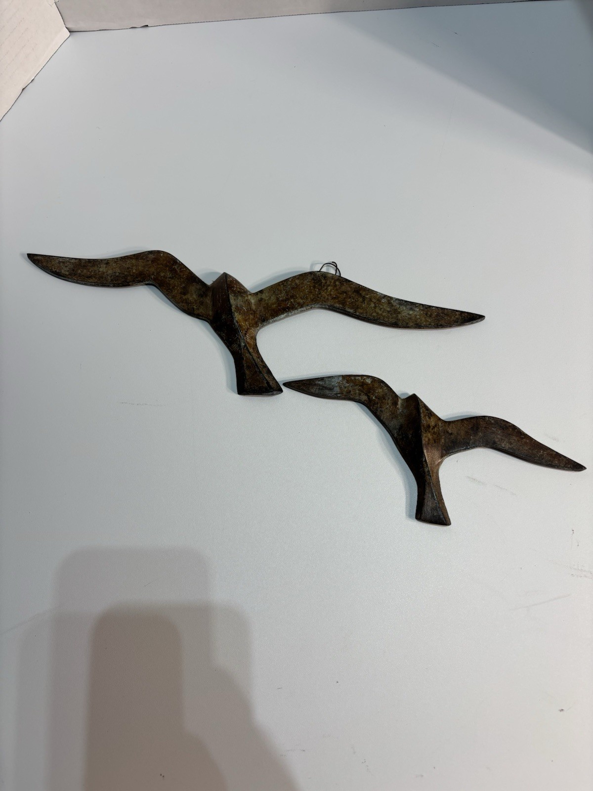 Vtg MCM Flying Birds Wall Art Decor Set Of 2 Seagulls Cast Iron Brown & Patina Vtg MCM Flying Birds Wall Art Decor Set Of 2 Seagulls Cast Iron Brown & Patina