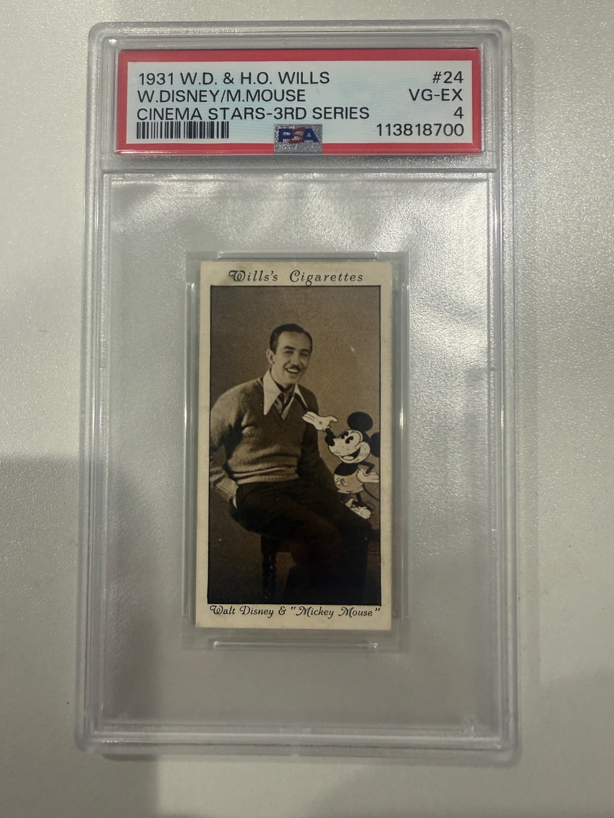 1931 W.D. & H.O. Wills Cinema Stars #24 Walt Disney / Mickey Mouse PSA 4 1931 W.D. & H.O. Wills Cinema Stars #24 Walt Disney / Mickey Mouse PSA 4