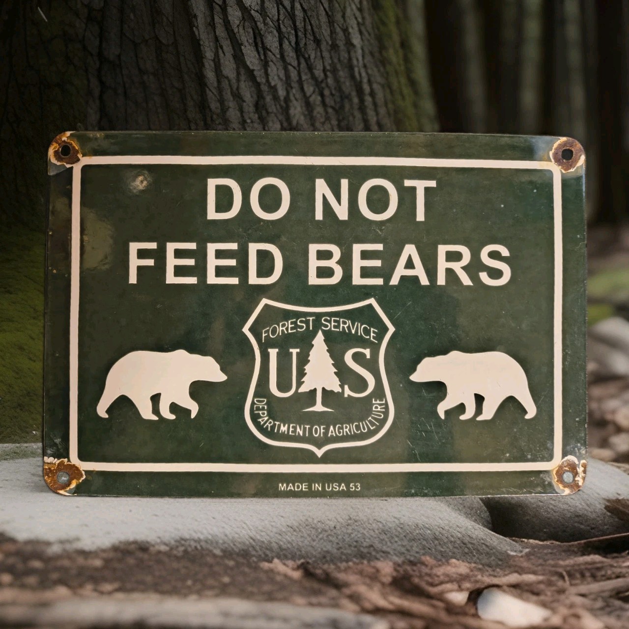 Vintage US Forest Service Do Not Feed Bears Porcelain Sign National Park Service Vintage US Forest Service Do Not Feed Bears Porcelain Sign National Park Service
