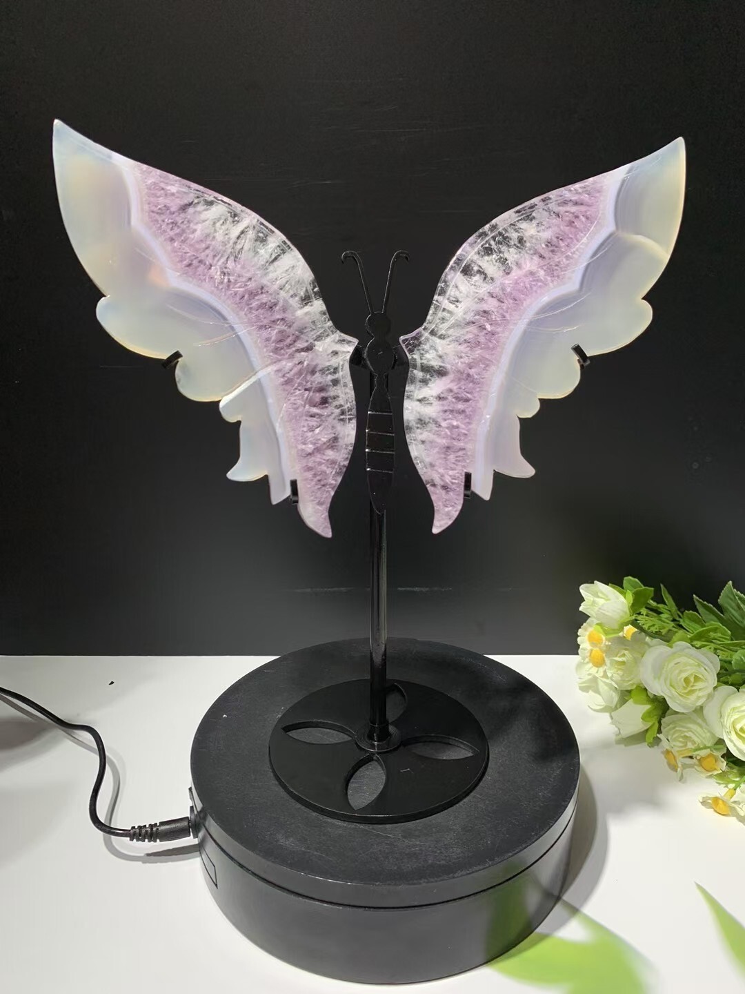 1pc  Natural amethyst agate butterfly wings Crystal wings carving Home decor
