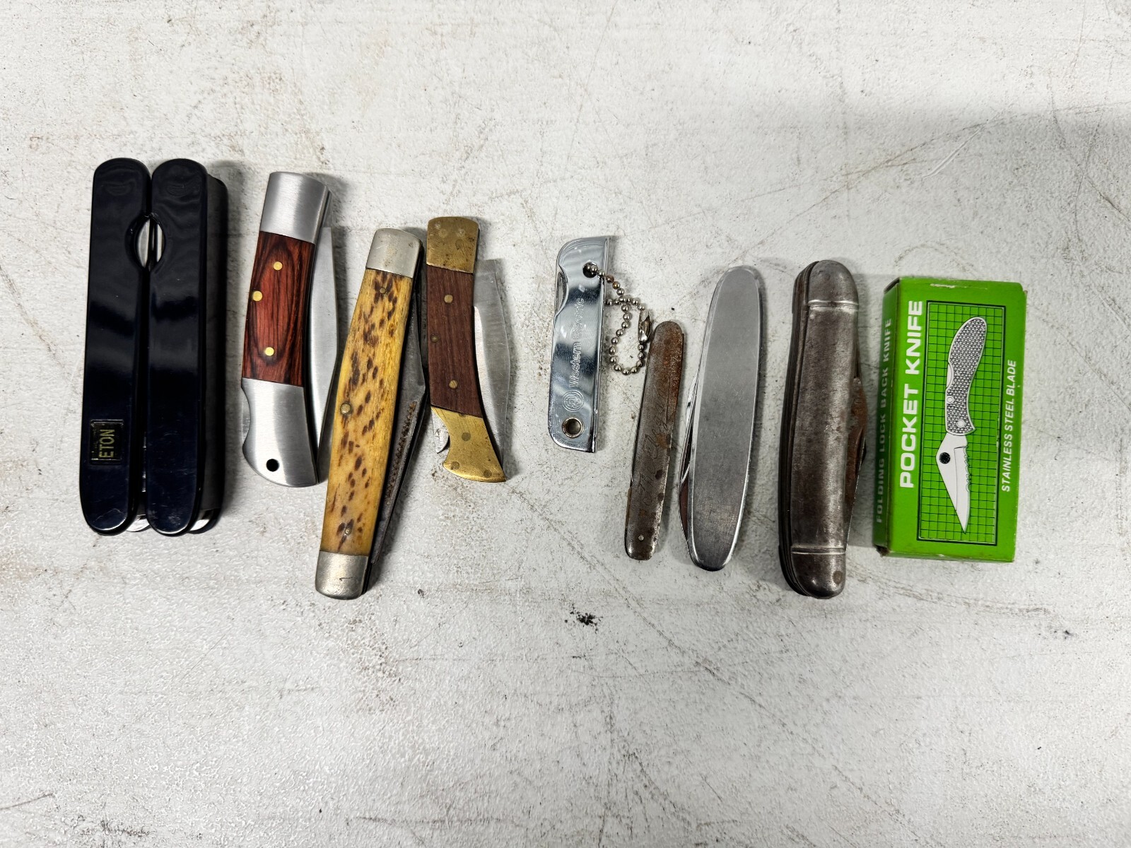 Vintage Folding Knife Lot Eton Multi-tool Western Cutlery Knives Vintage Folding Knife Lot Eton Multi-tool Western Cutlery Knives