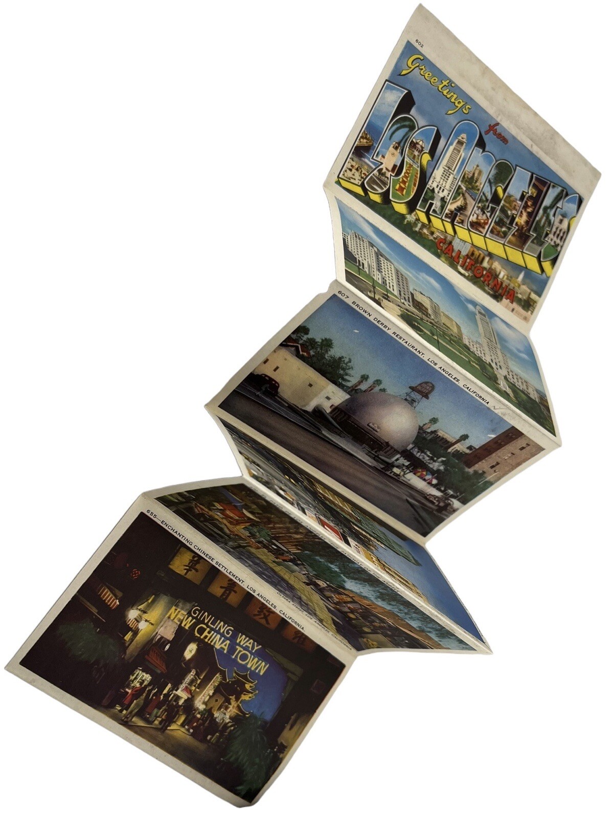 Vintage 1949 Fold Out Los Angeles Postcards Set Of 12 Coliseum City Hall Olvera