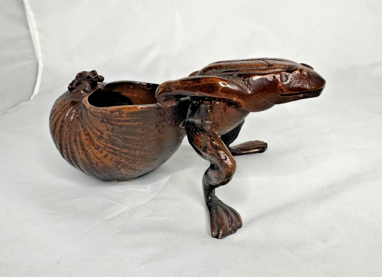 Bronze Frog Pulling a Snail Shell Circa 1920 DS59