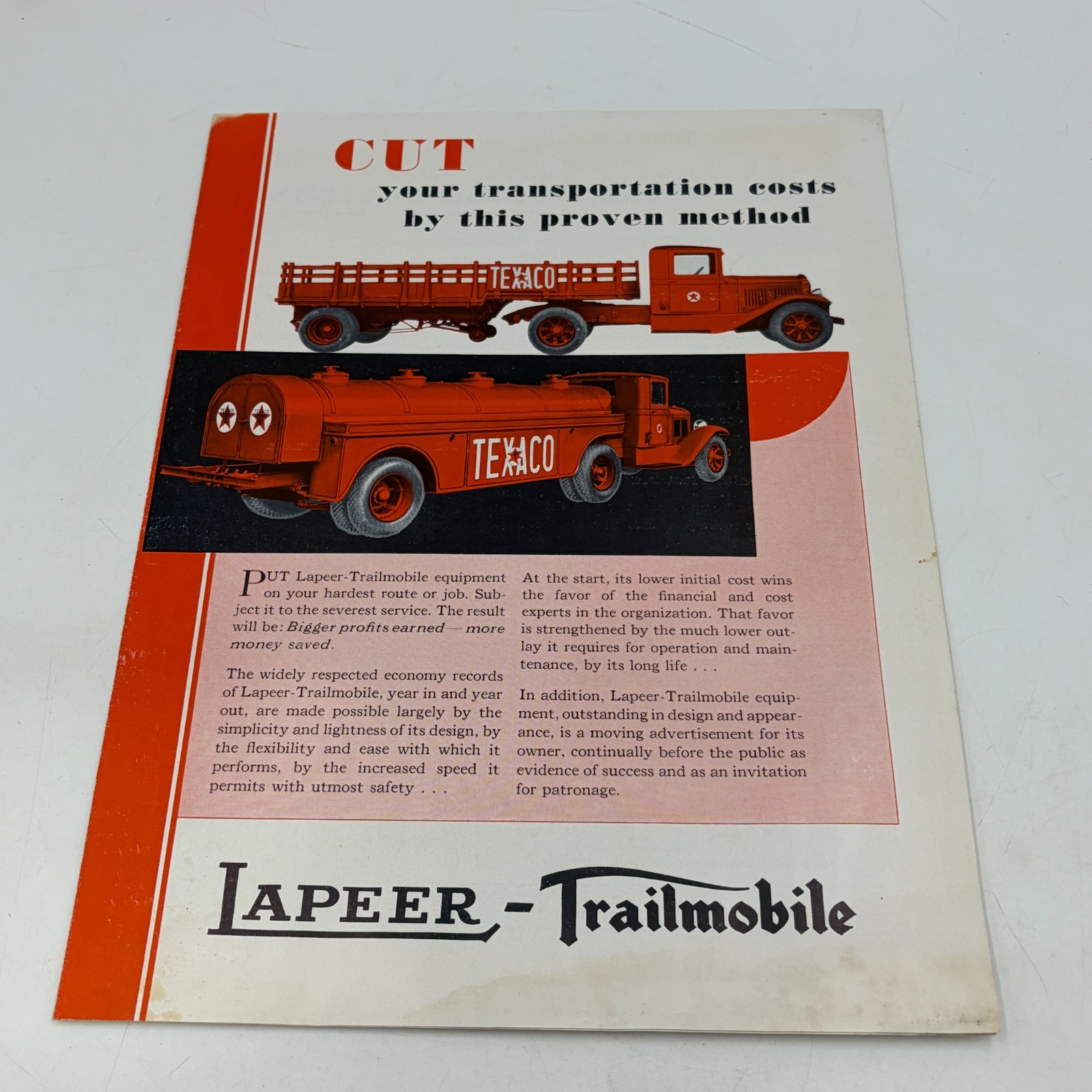 1930s Lapeer-Trailmobile Tanker Truck Brochure Texaco Conoco Shell Oil 1930s Lapeer-Trailmobile Tanker Truck Brochure Texaco Conoco Shell Oil