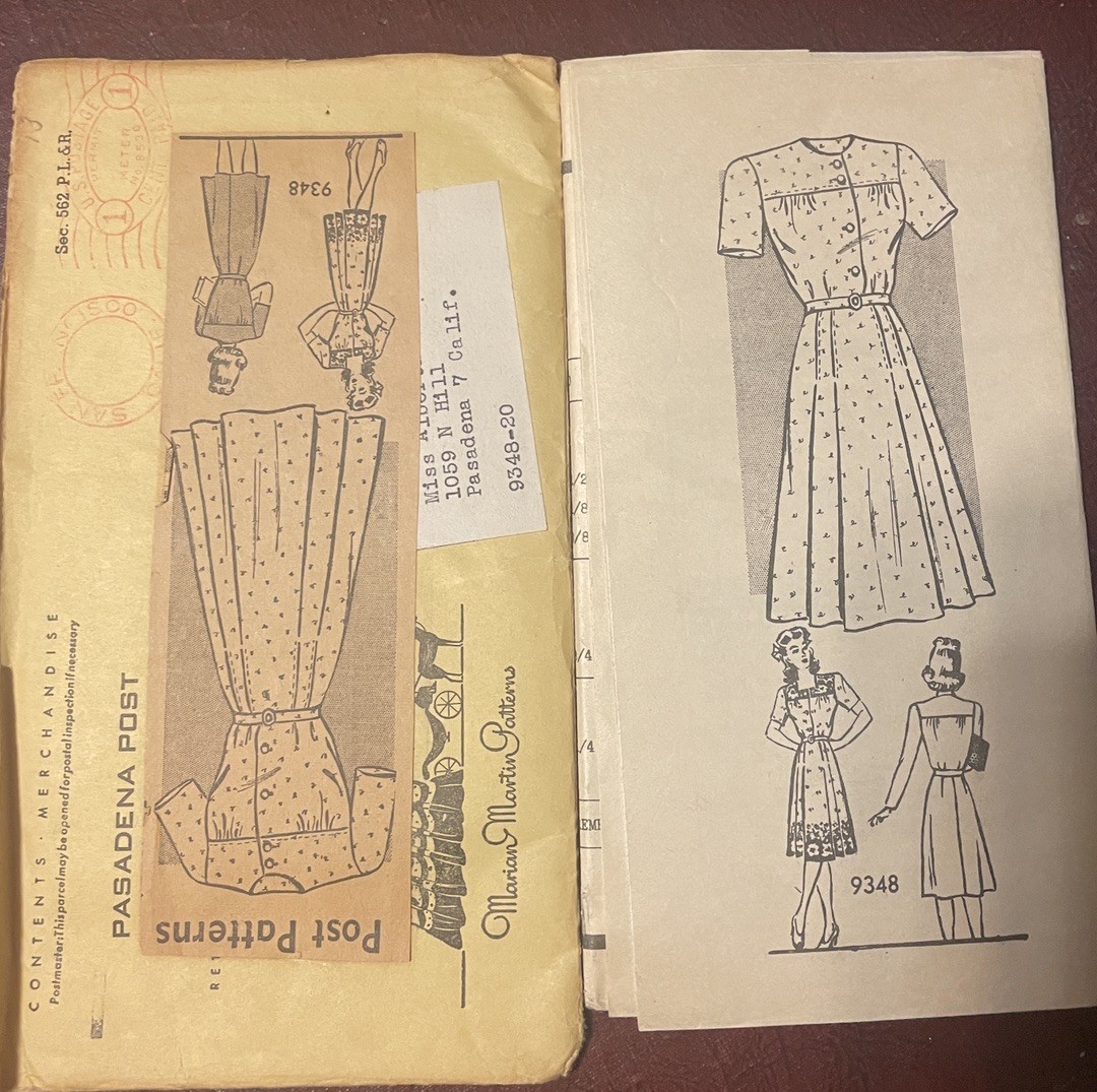 RARE Uncut Marian Martin 9348 30-40s ShirtDress Bust 38 Vintage Original Pattern RARE Uncut Marian Martin 9348 30-40s ShirtDress Bust 38 Vintage Original Pattern
