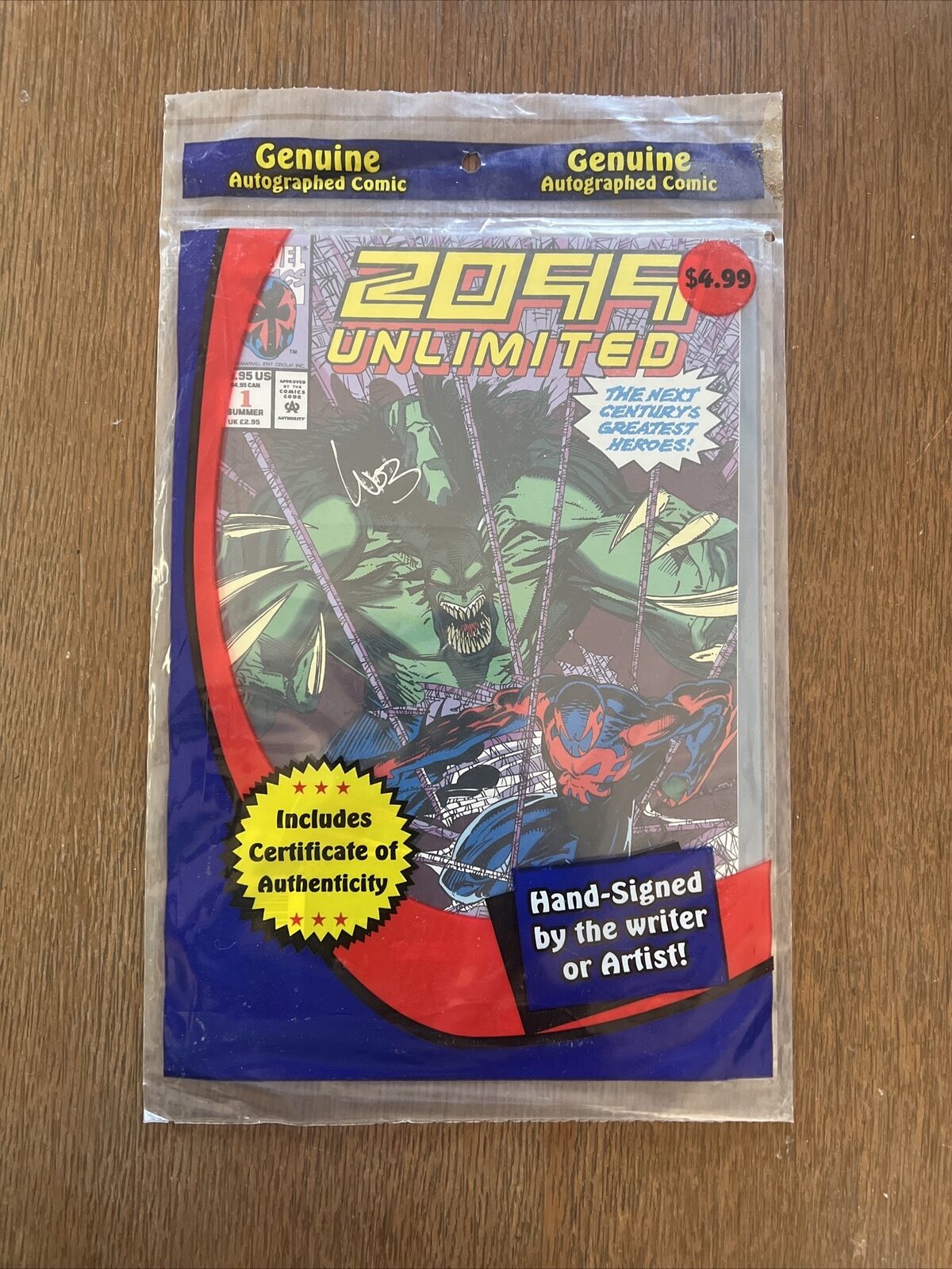 2099 Unlimited Marvel, Signed By Chris Wozniak w/ COA, in Sealed Bag & Protector