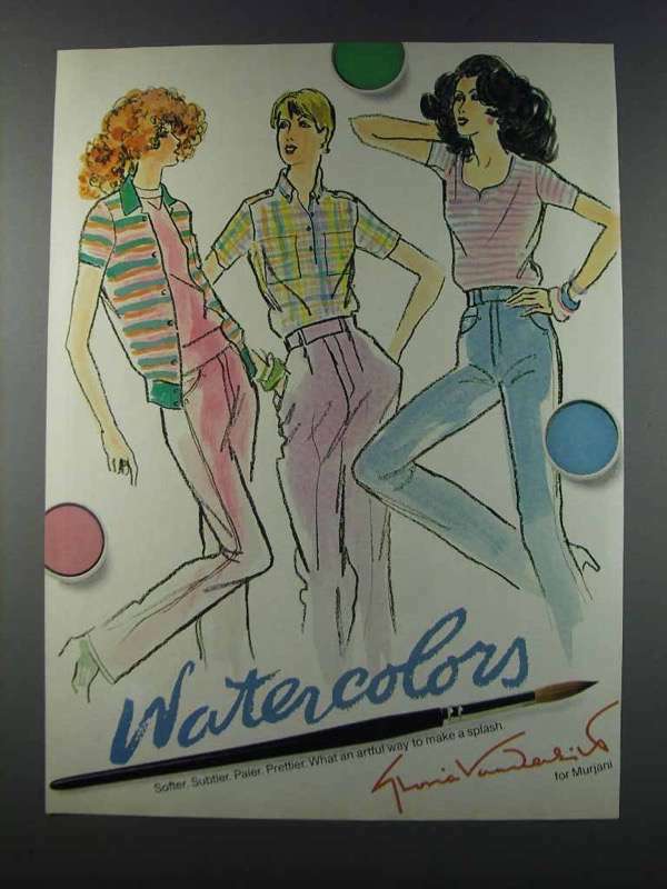 1981 Gloria Vanderbilt Murjani Fashion Ad - Watercolors