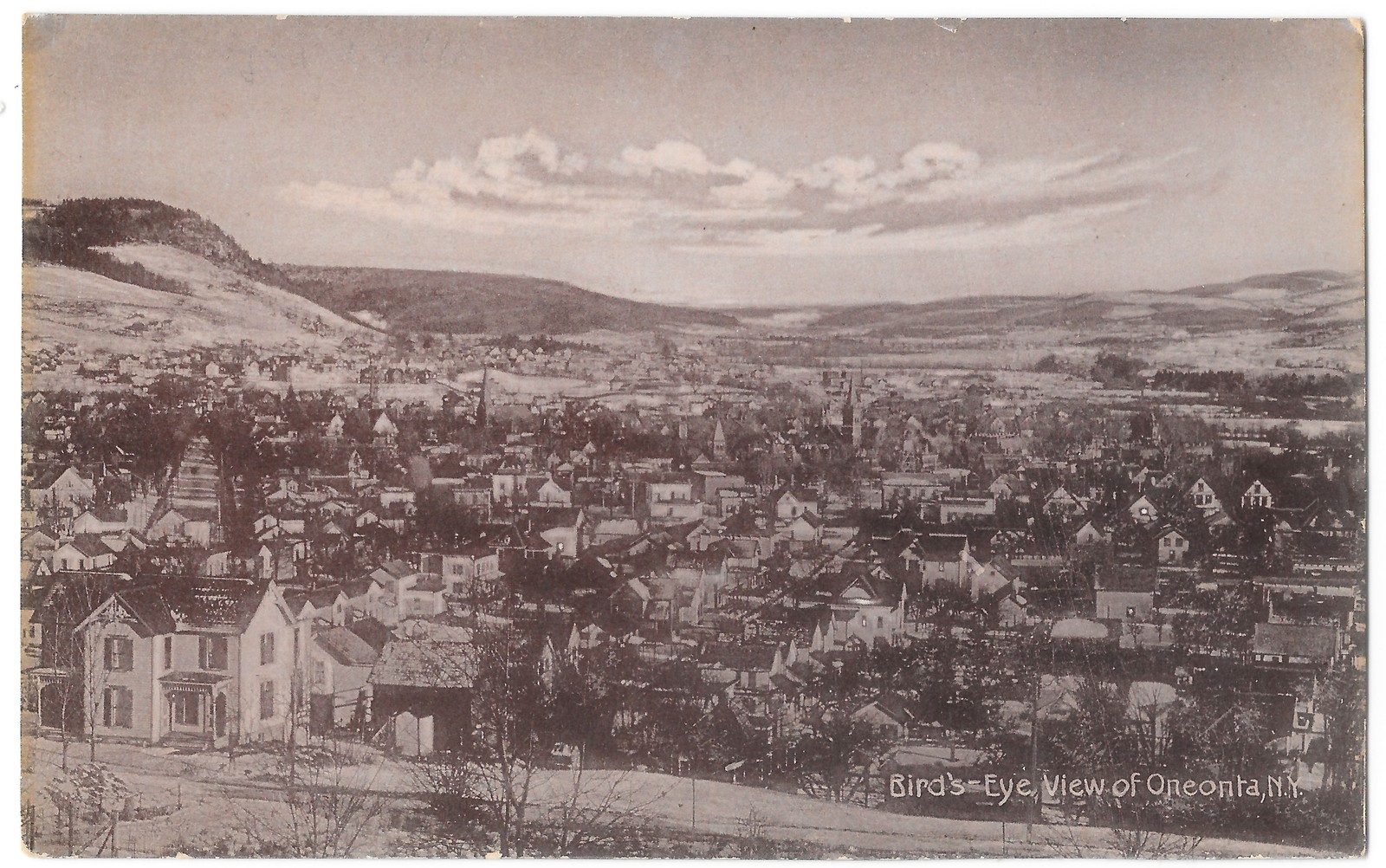 Bird's Eye View of Oneonta NY New York c1910 Printed Germany Postcard Bird's Eye View of Oneonta NY New York c1910 Printed Germany Postcard