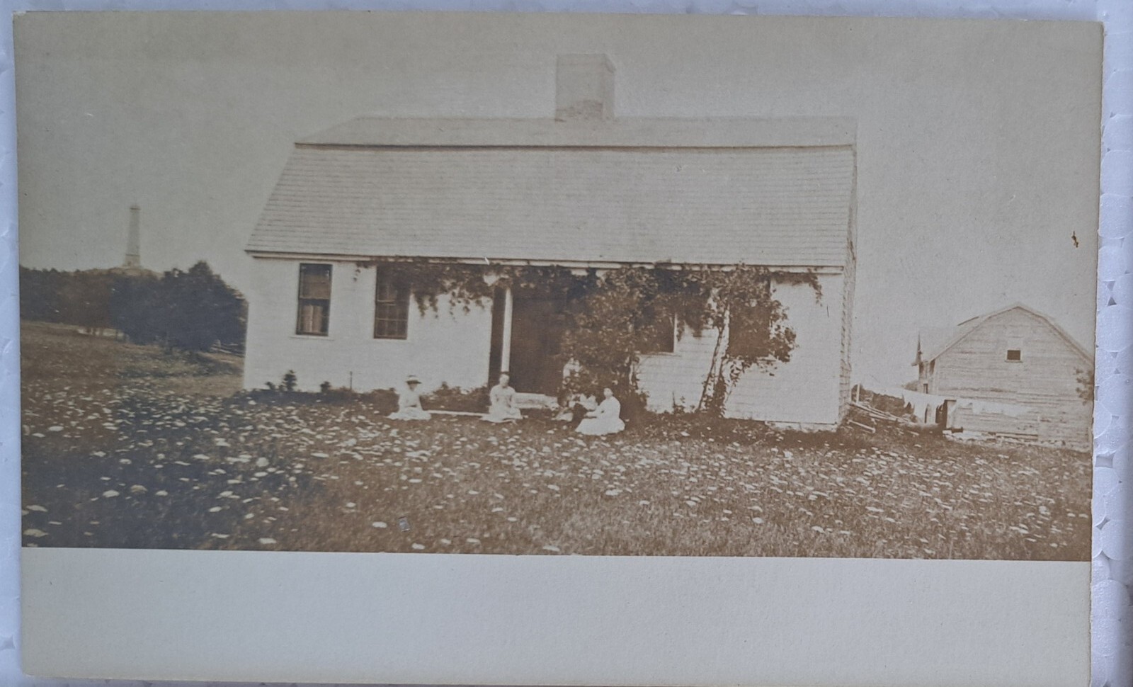 Antique RPPC Real Photo Postcard Early 1900\'s Small House People Gathered on Law Antique RPPC Real Photo Postcard Early 1900\'s Small House People Gathered on Law