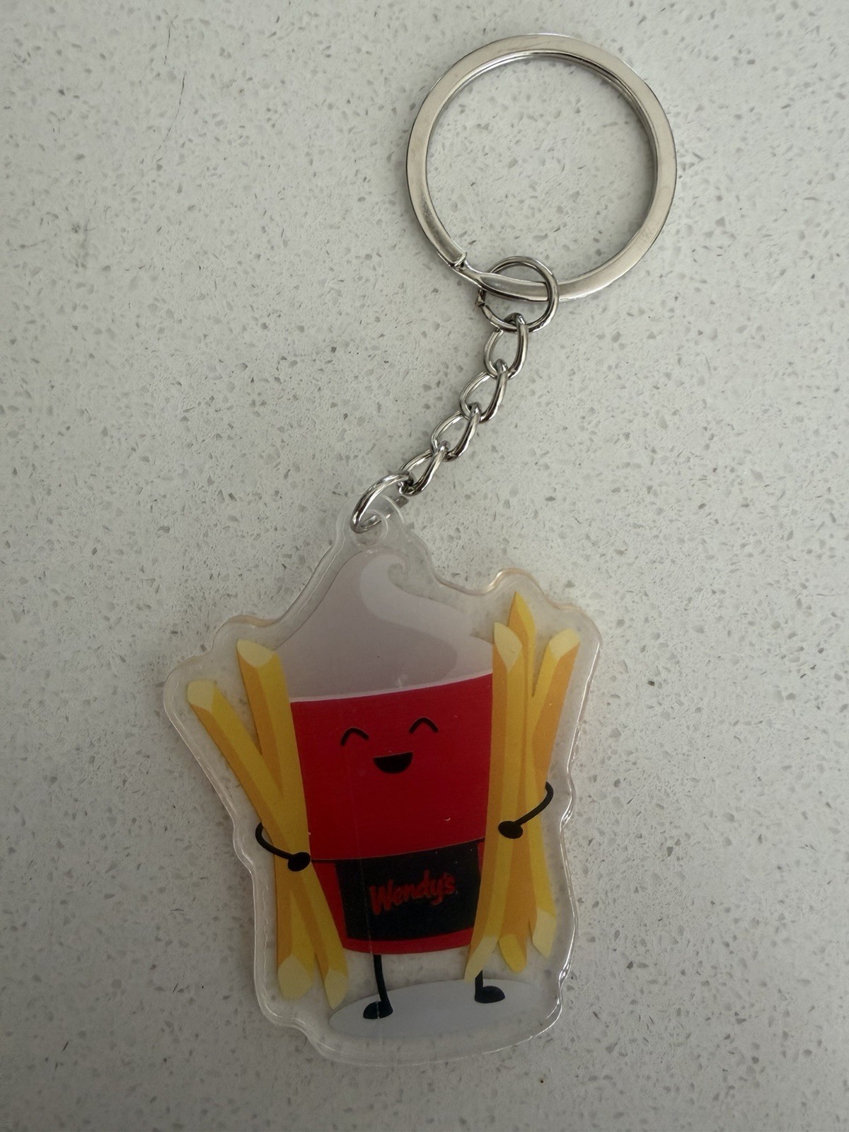 Cartoon French Fries Character Clear Plastic Keychain w/ Detachable Keyring Cartoon French Fries Character Clear Plastic Keychain w/ Detachable Keyring