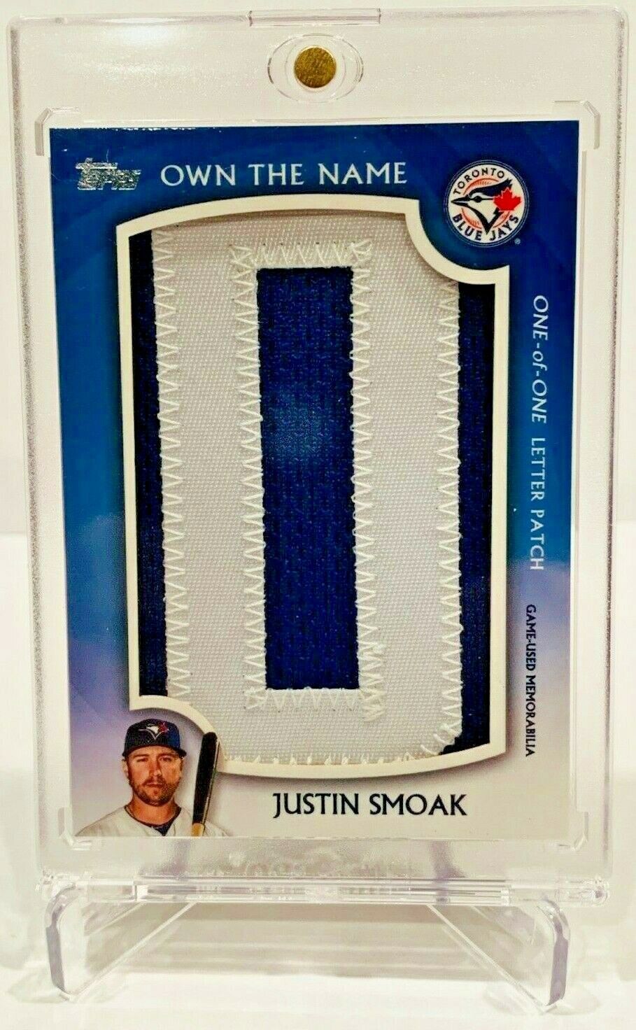 Justin Smoak 2019 Topps Update Series Own The Name Nameplate Letter Patch 1/1