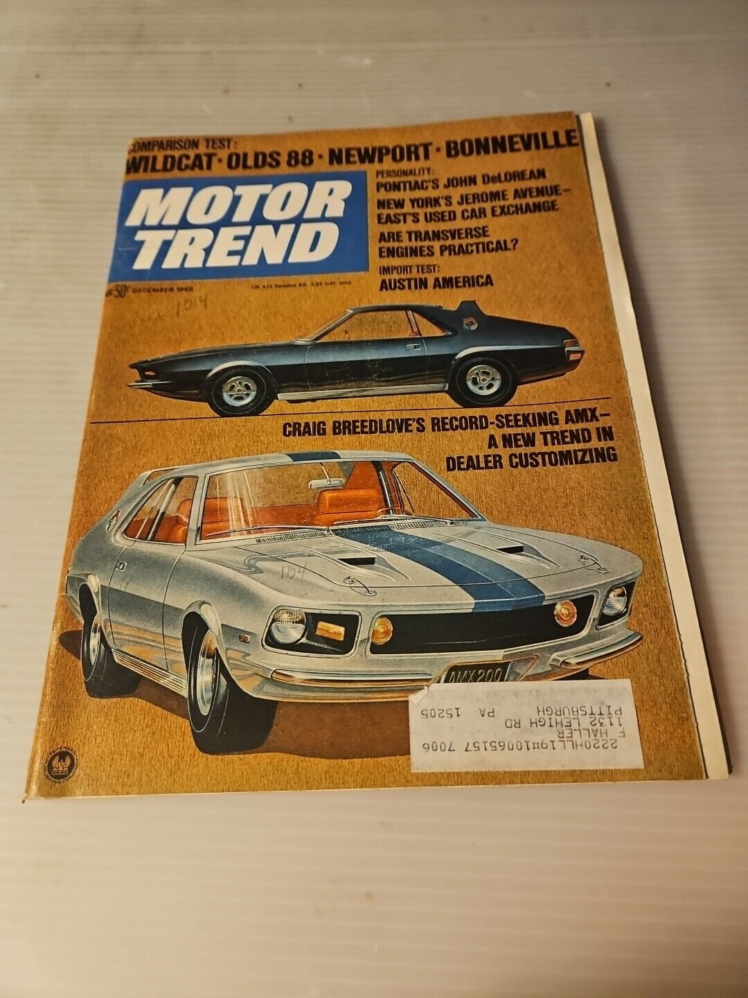 Vintage 1968 August, Motor Trend Magazine, Detroit's New Small Cars