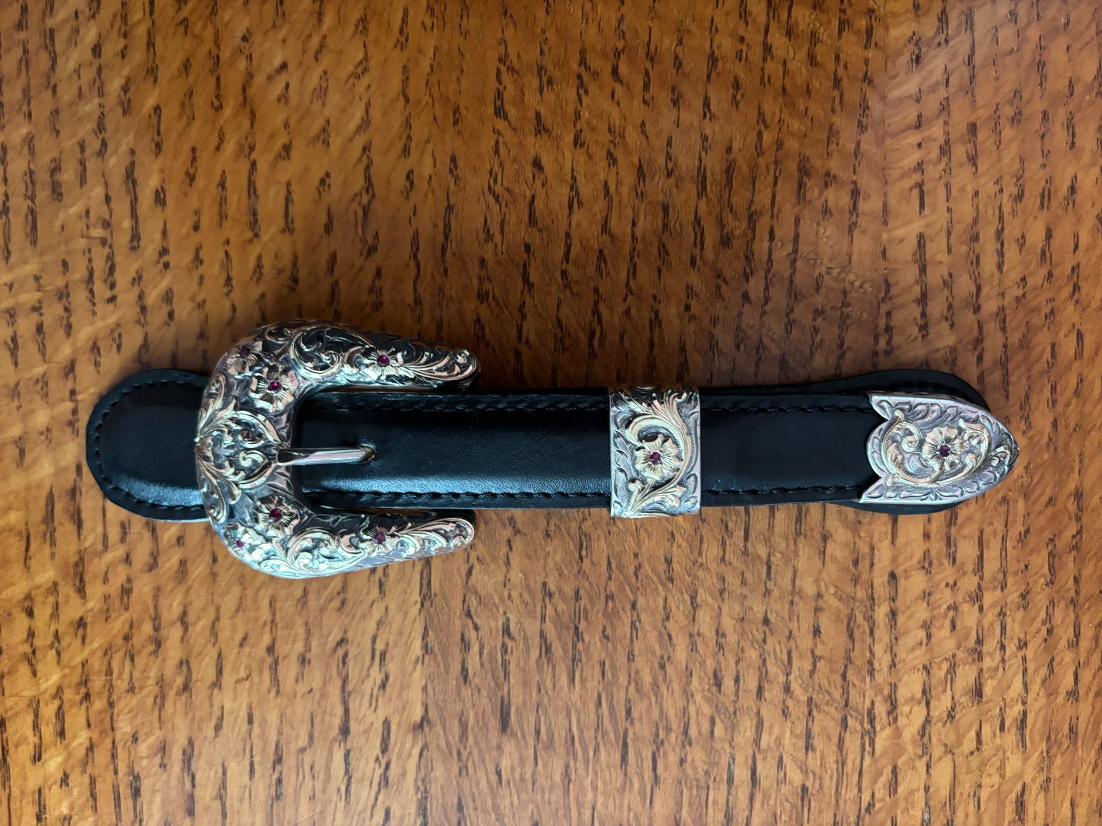 VOGT CV SIGNATURE 3 PIECE BUCKLE SET STERLING SILVER 14K GOLD RUBIES VOGT CV SIGNATURE 3 PIECE BUCKLE SET STERLING SILVER 14K GOLD RUBIES