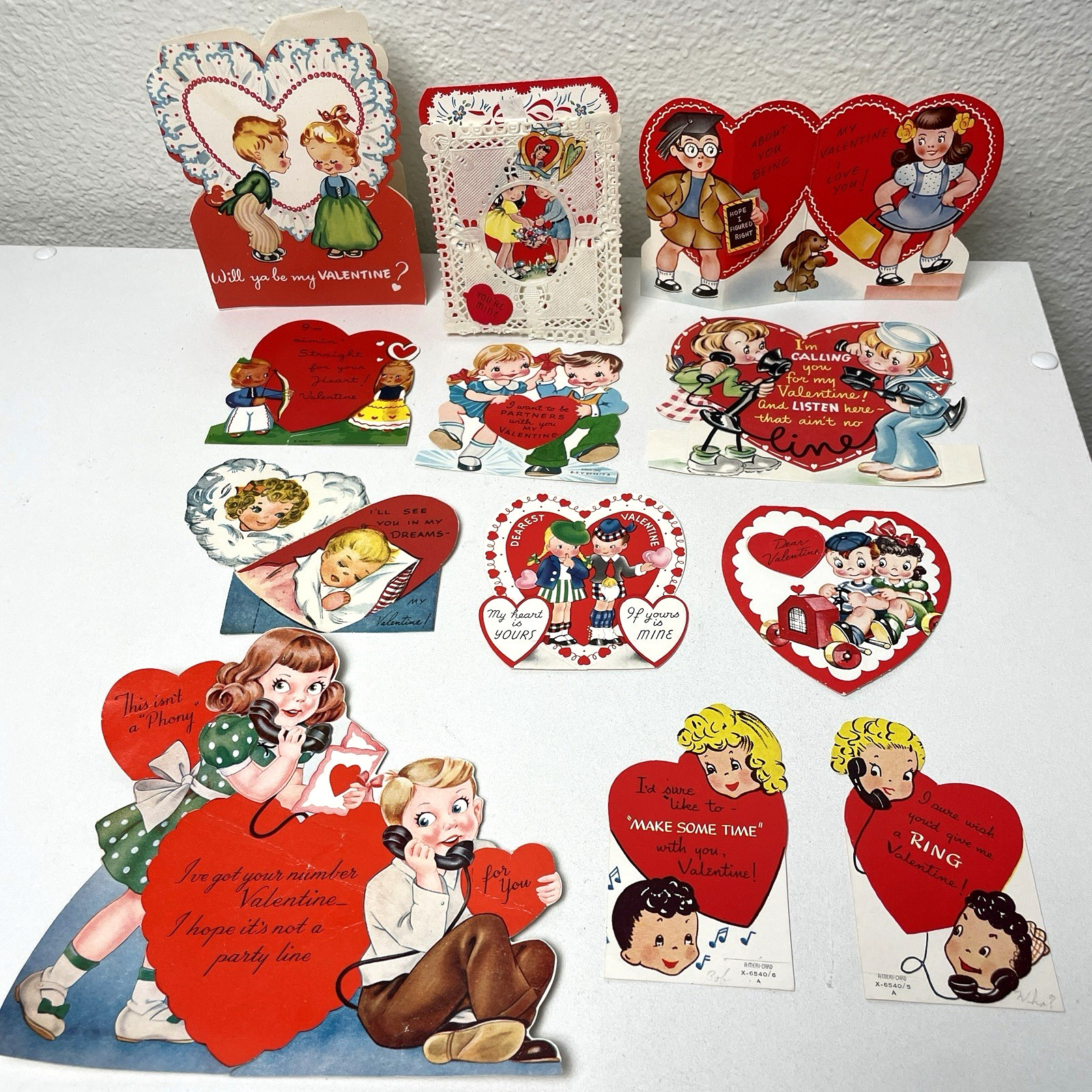 Vintage Valentine Cards Lot of 12 Mechanical Die Cut Boy Girl Couples Ameri-Card Vintage Valentine Cards Lot of 12 Mechanical Die Cut Boy Girl Couples Ameri-Card