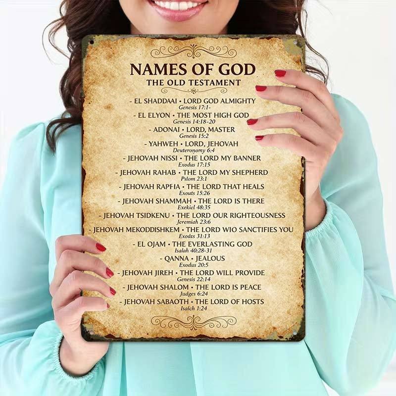Names of God Old Testament Creative Tin Metal Signs Home Décor 8x12