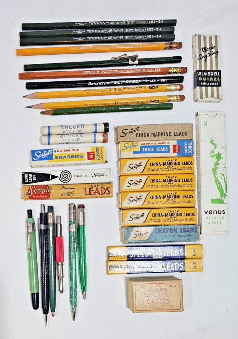Vintage Mixed Lot Mechanical/Regular Pencils/Lead Scripto Empire Vintage Mixed Lot Mechanical/Regular Pencils/Lead Scripto Empire