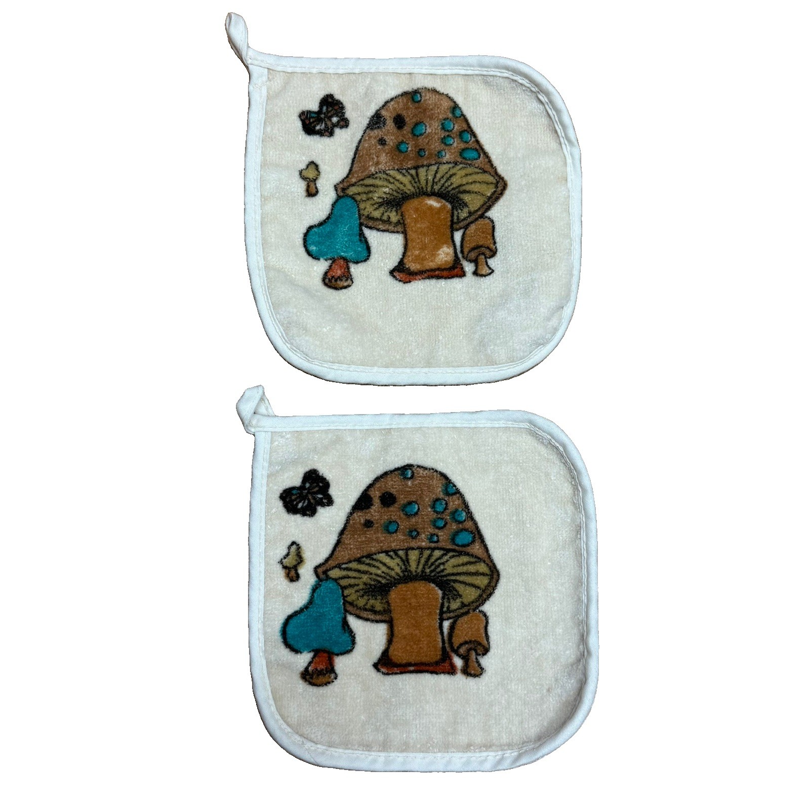 Vintage 1970s Cannon Mushroom Potholders Set of 2 Made Terrycloth Retro Kitchen Vintage 1970s Cannon Mushroom Potholders Set of 2 Made Terrycloth Retro Kitchen