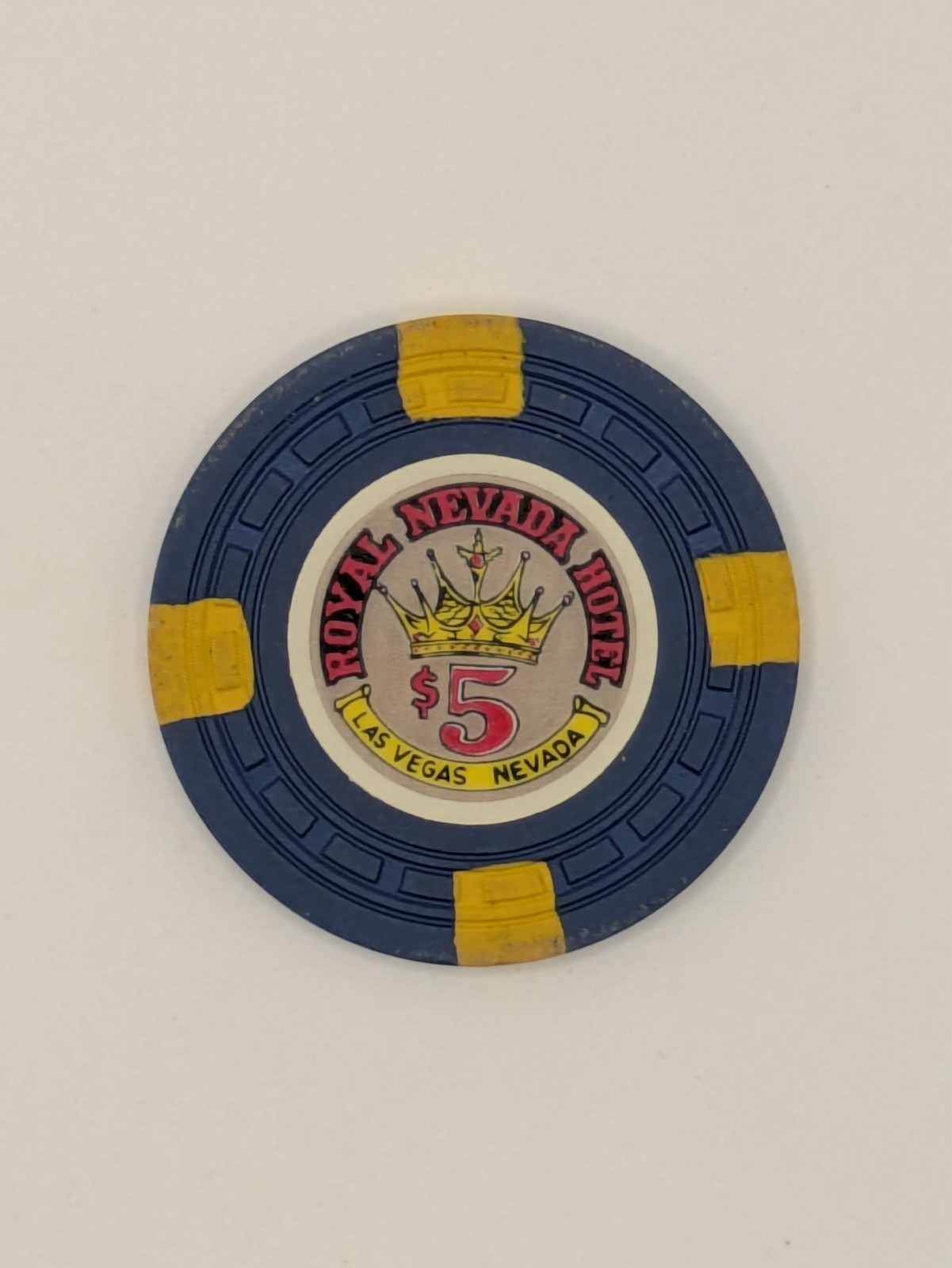 Royal Nevada Hotel (LV), $5 casino chip, used, very good condition