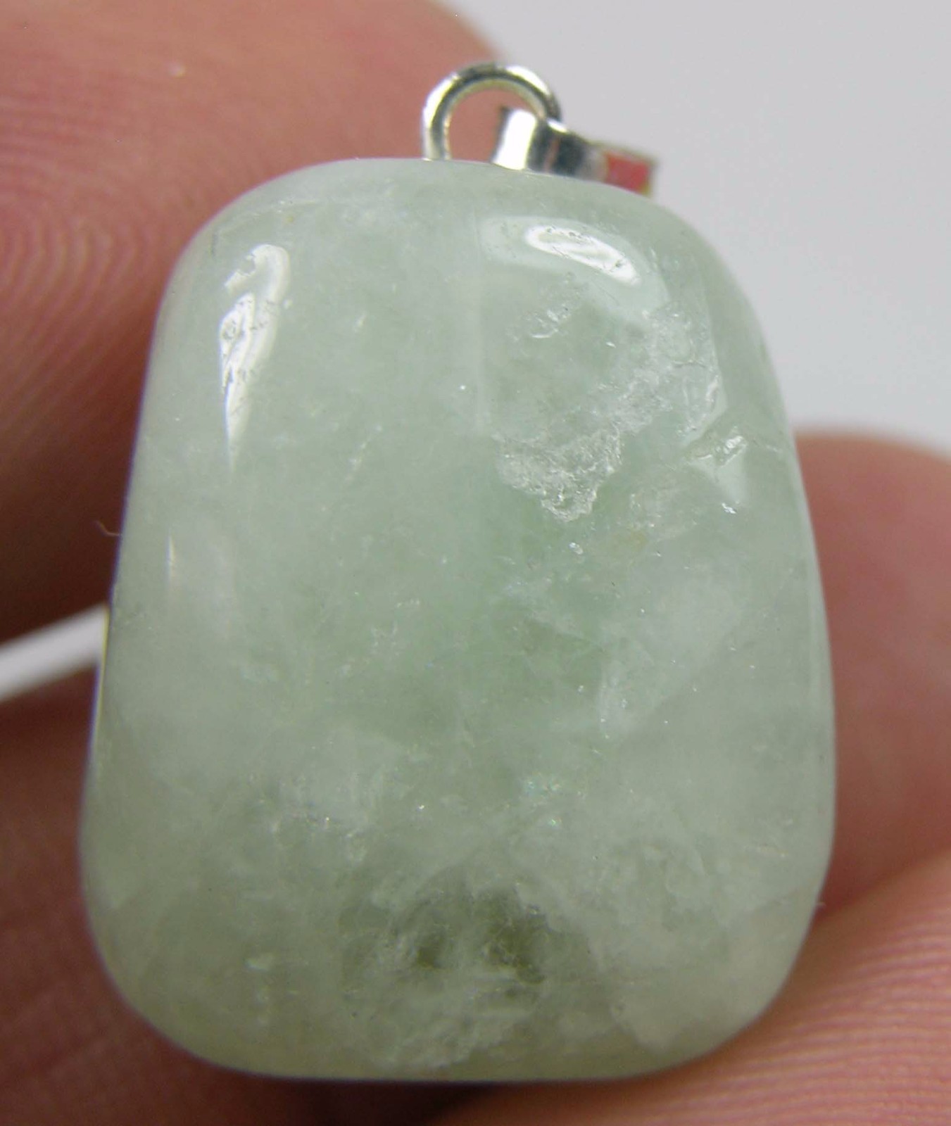 #11 38.35ct Brazil 100% Natural Beryl Aquamarine Tumbled Crystal Pendant 7.65g