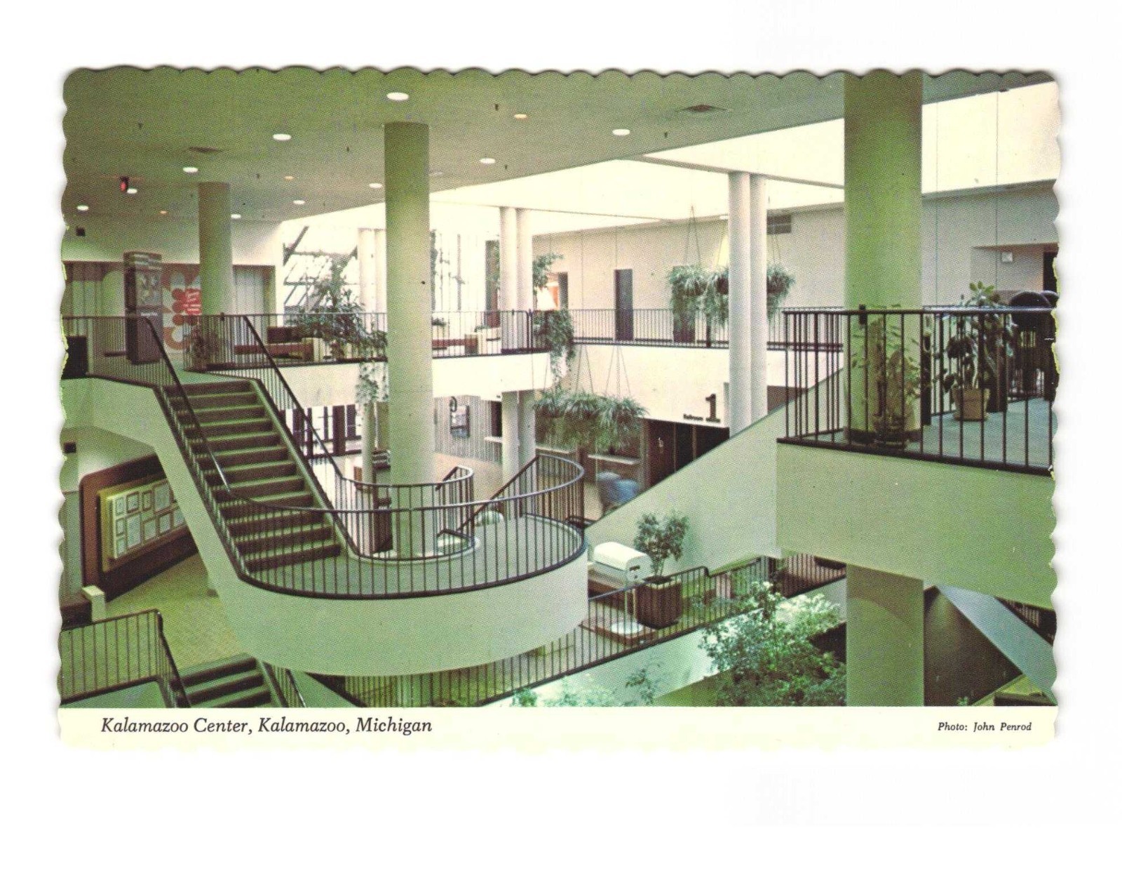 Kalamazoo Center Kalamazoo MI vintage postcard unposted