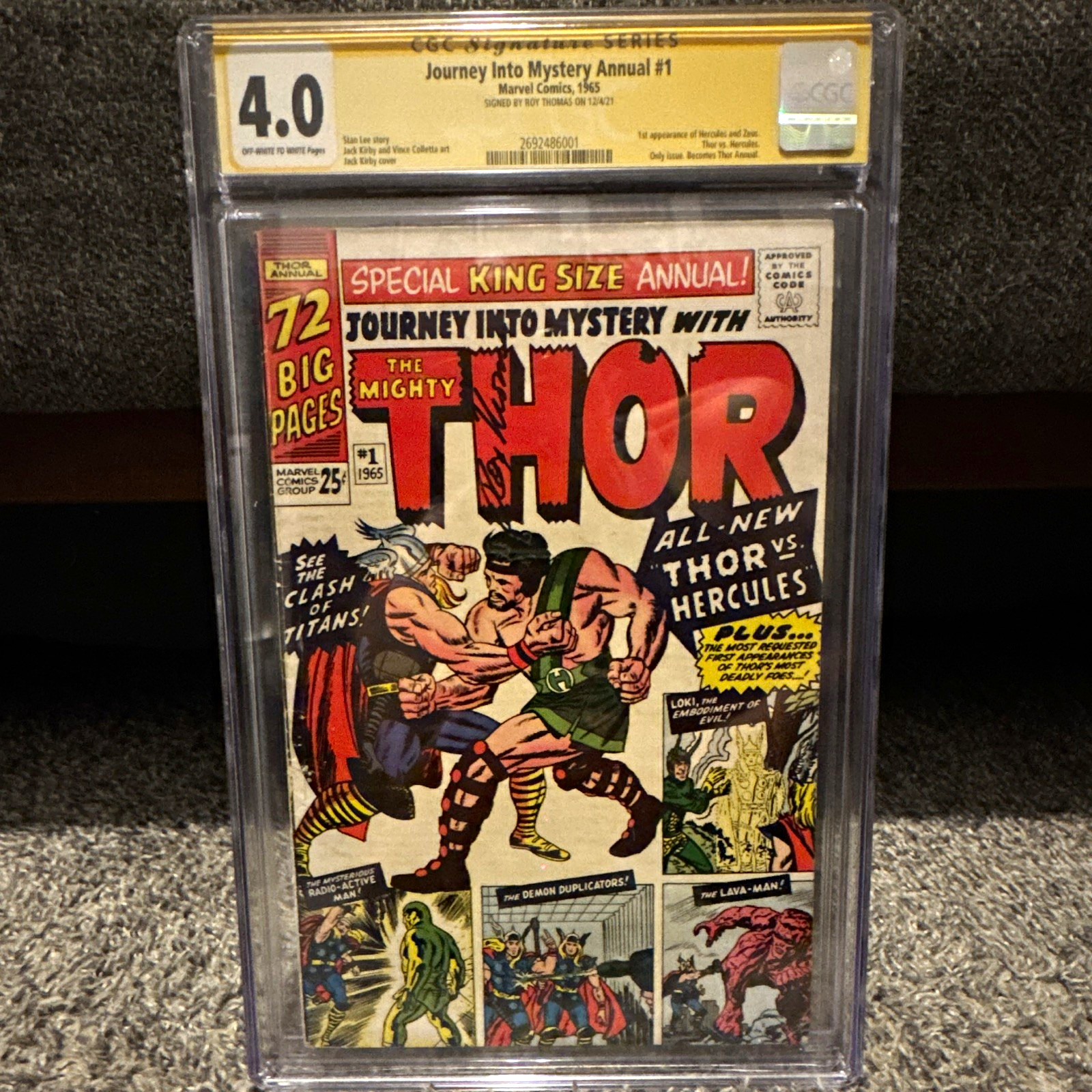 Marvel Journey Into Mystery Annual #1 1st Herc & Zeus Issue Roy Thomas sig 4.0 Marvel Journey Into Mystery Annual #1 1st Herc & Zeus Issue Roy Thomas sig 4.0