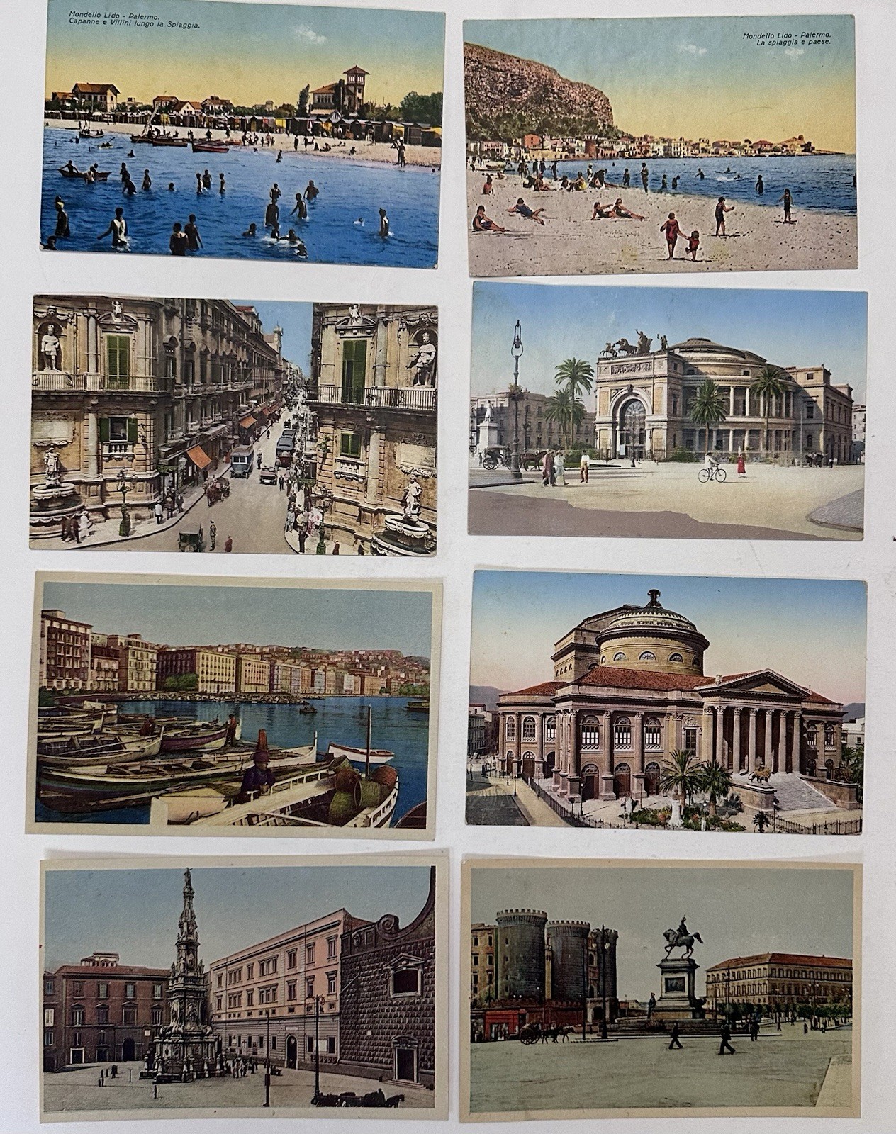 8 Vintage Italy Postcards 1910s-1920s Palermo Sicily & Naples Landmarks