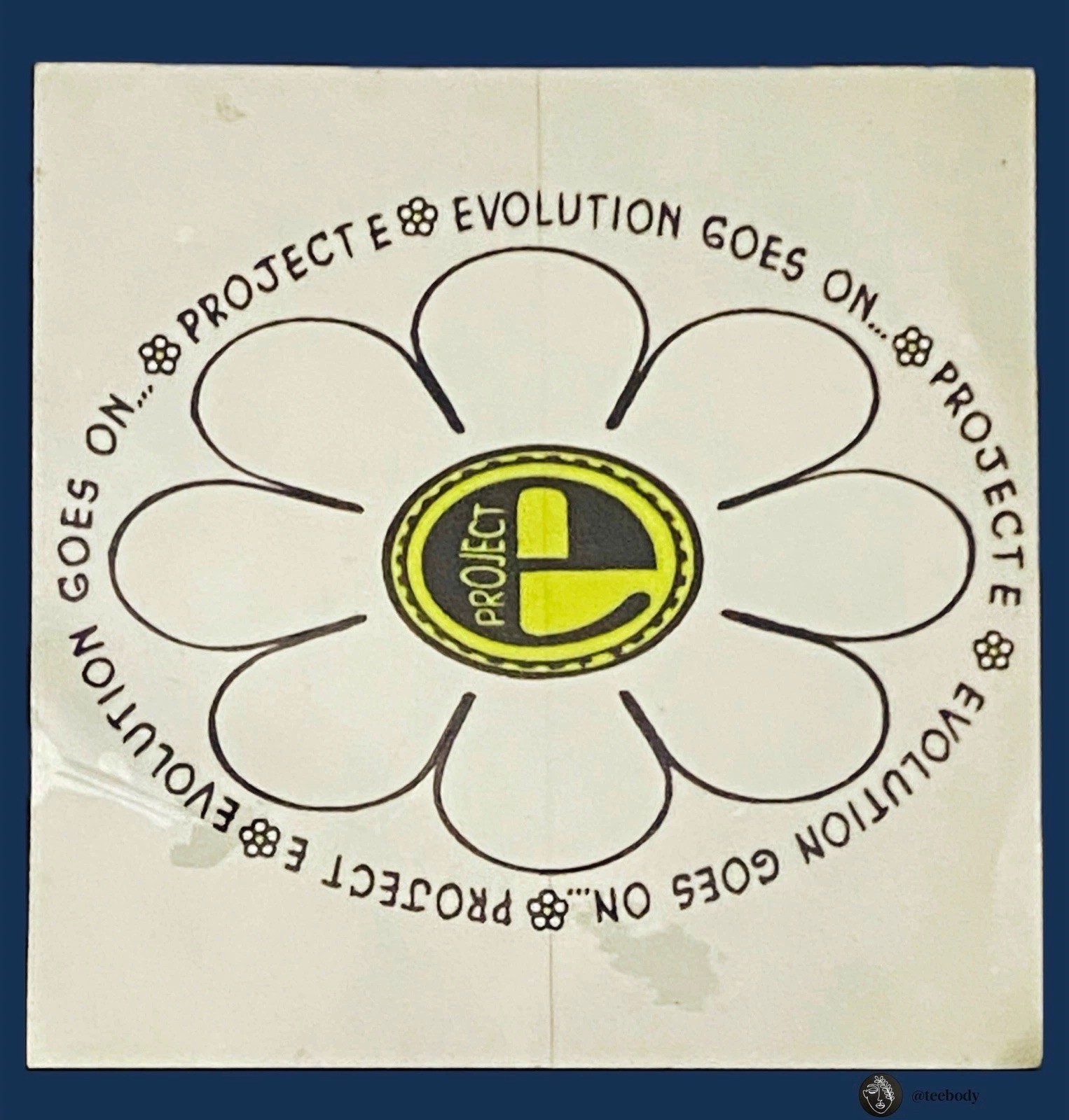 Vintage 90s Project E Sticker Evolution Goes On Flower Logo Decal Y2K NOS 4\