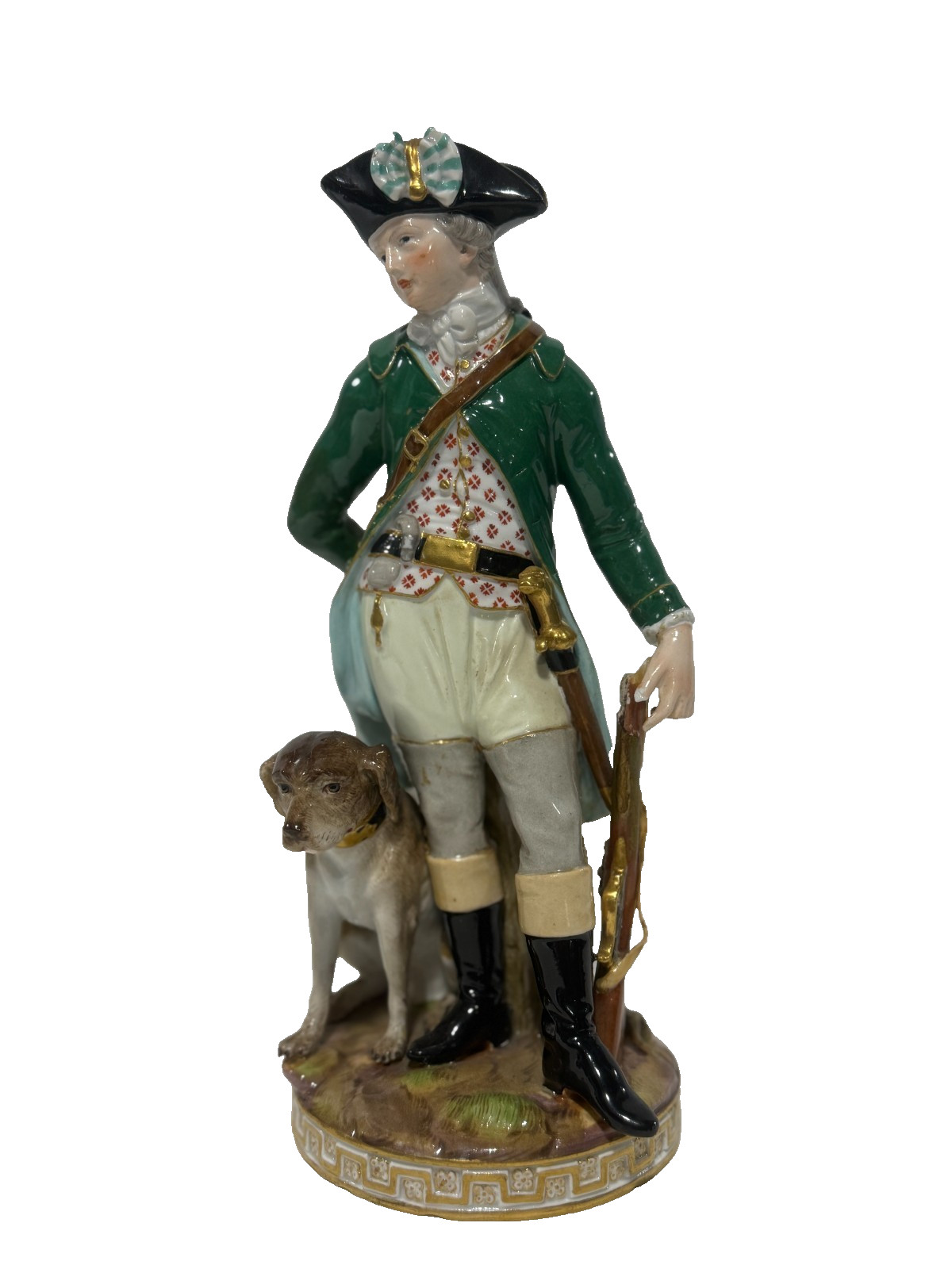 Rare Meissen Hunter with Dog Porcelain Figure Model J80 Rare Meissen Hunter with Dog Porcelain Figure Model J80