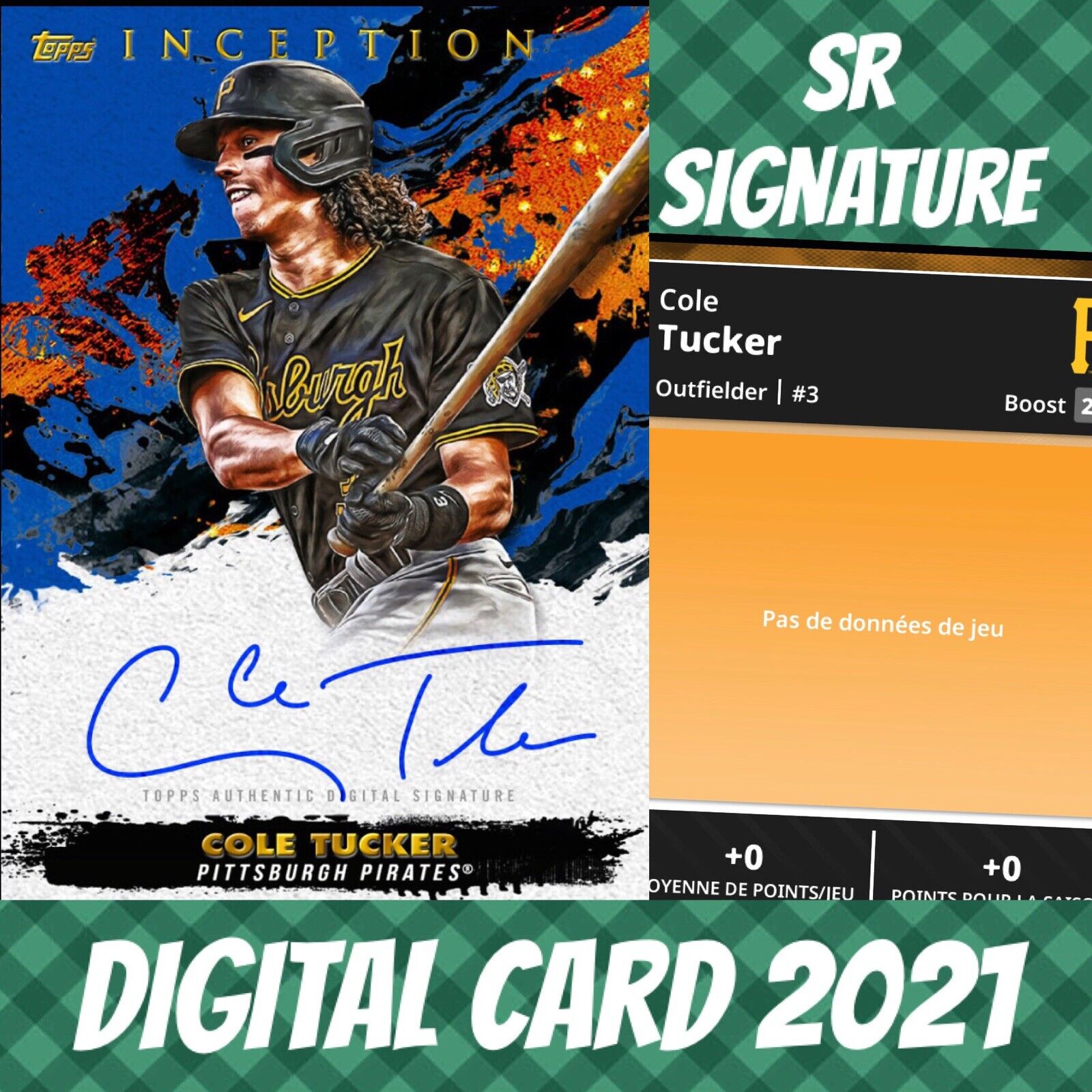 Topps bunt 21 cole tucker inception rookies signature 2021 digital card s/2