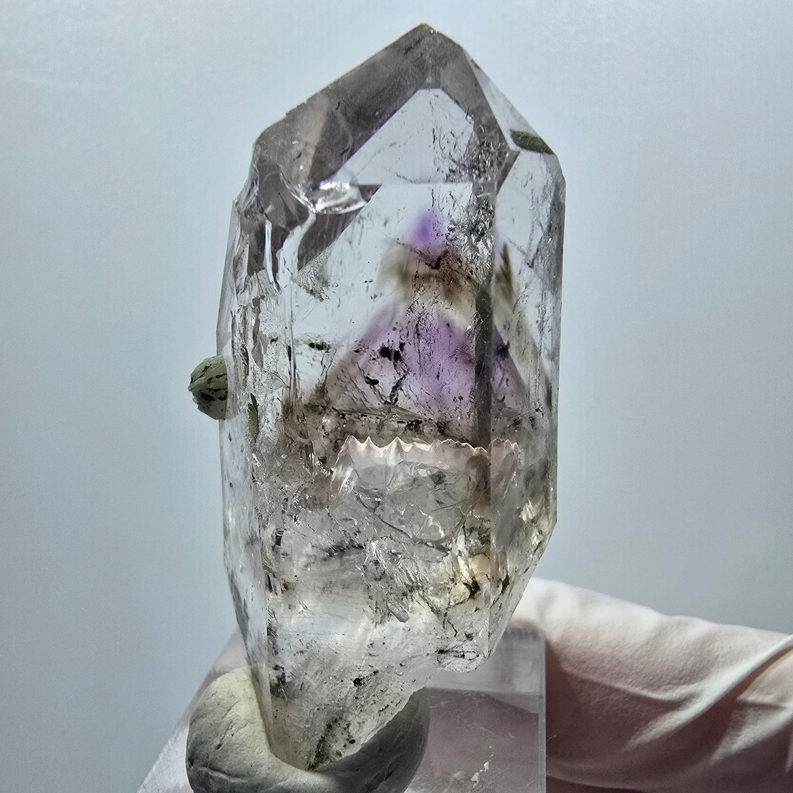 Enhydro Phantom Amethyst with Prehnite, 2x Bubble Streep Mine, Namibia
