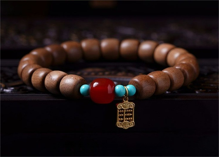 8mm Wild Indian Sandalwood Bracelet Mala Meditation Sandalwood Prayer Bead 金算盘檀香
