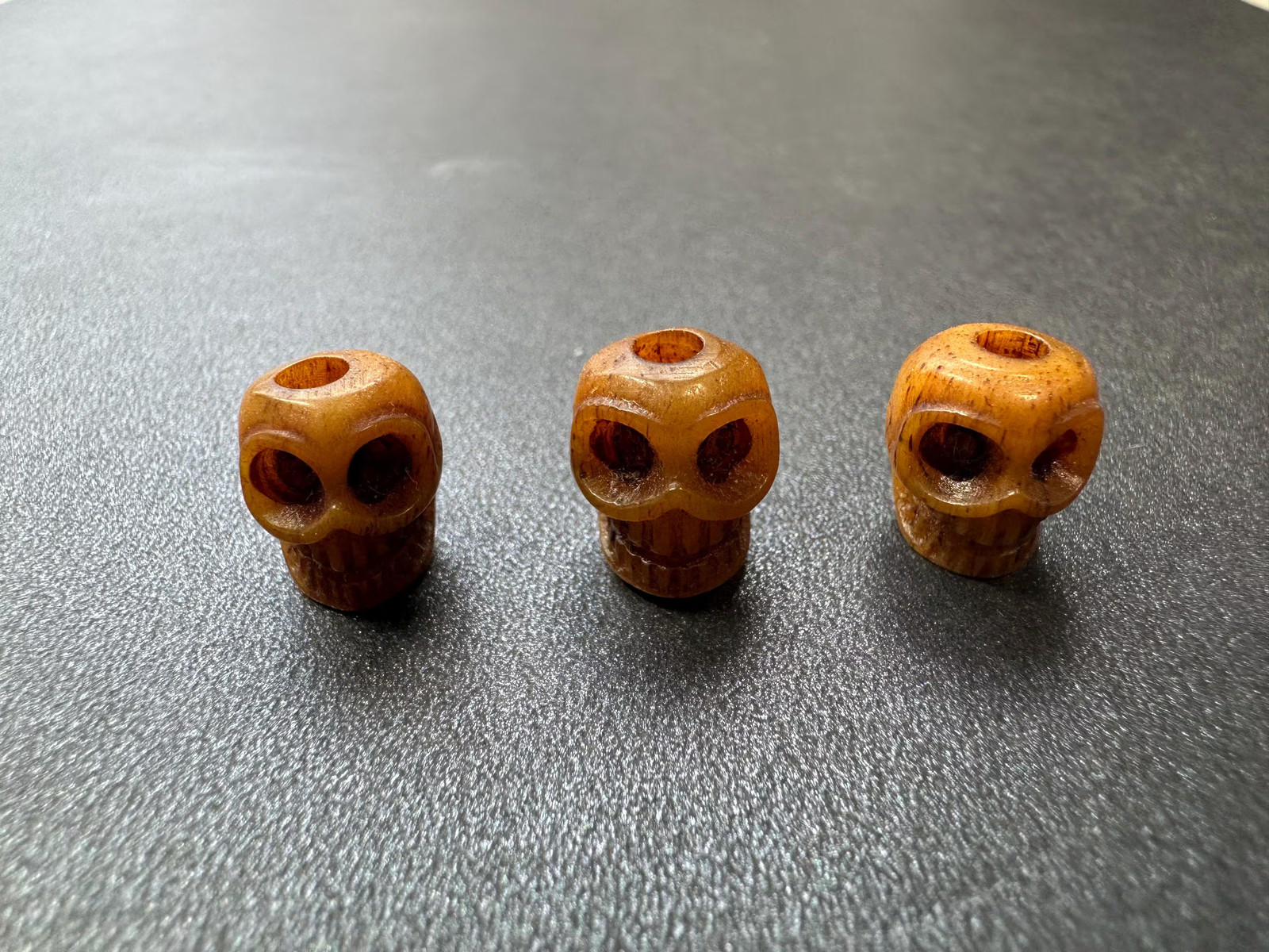 Hand-Carved Yak Bone Cemetery Skull Beads Set of 3 Tibetan Impermanence Beads f