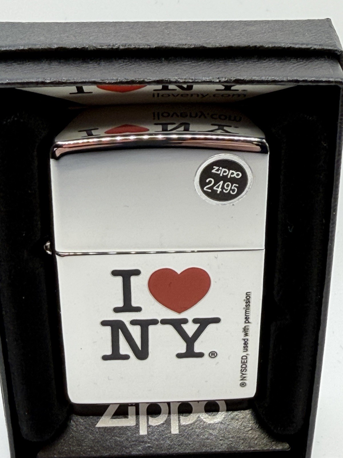 Vintage 2009 I Love New York High Polish Chrome Zippo Lighter NEW B7 Vintage 2009 I Love New York High Polish Chrome Zippo Lighter NEW B7