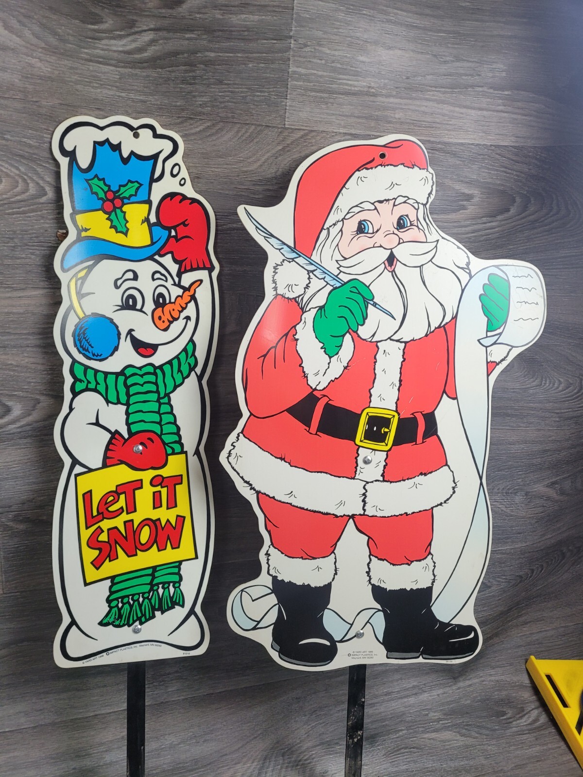 Lot 2pc Vtg 1998-99 Santa & SnowMan Yard Art Impact Plastic Decoration 26 Lot 2pc Vtg 1998-99 Santa & SnowMan Yard Art Impact Plastic Decoration 26