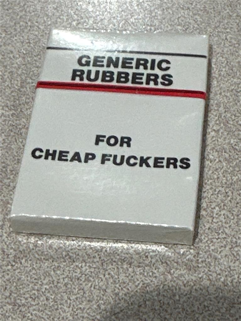 Vintage Condom Generic Rubbers For Cheap Fu*kers  1980\'s SEALED