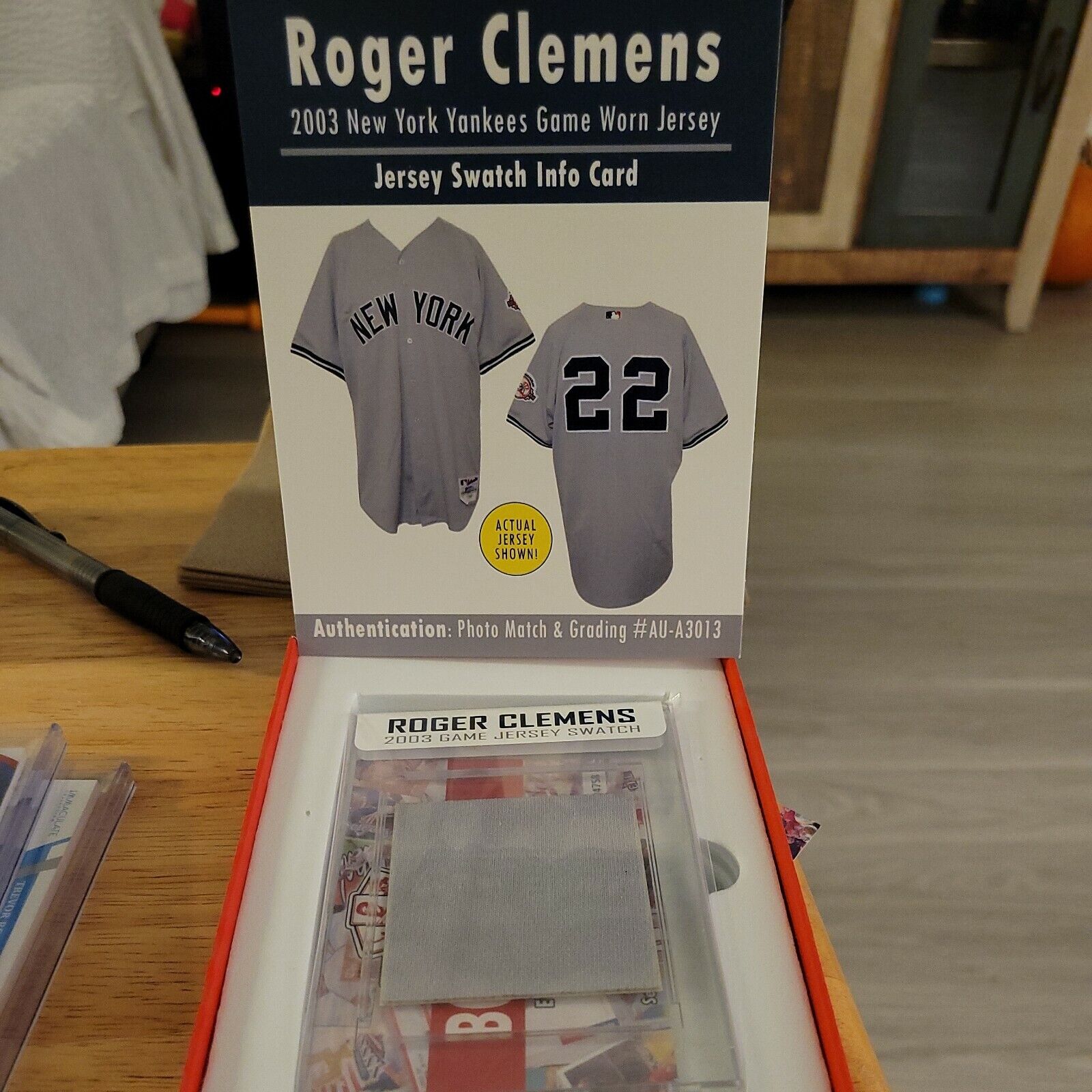 Roger Clemens 2003 New York Yankees Game Worn /Used Jersey Swatch  +Display Box