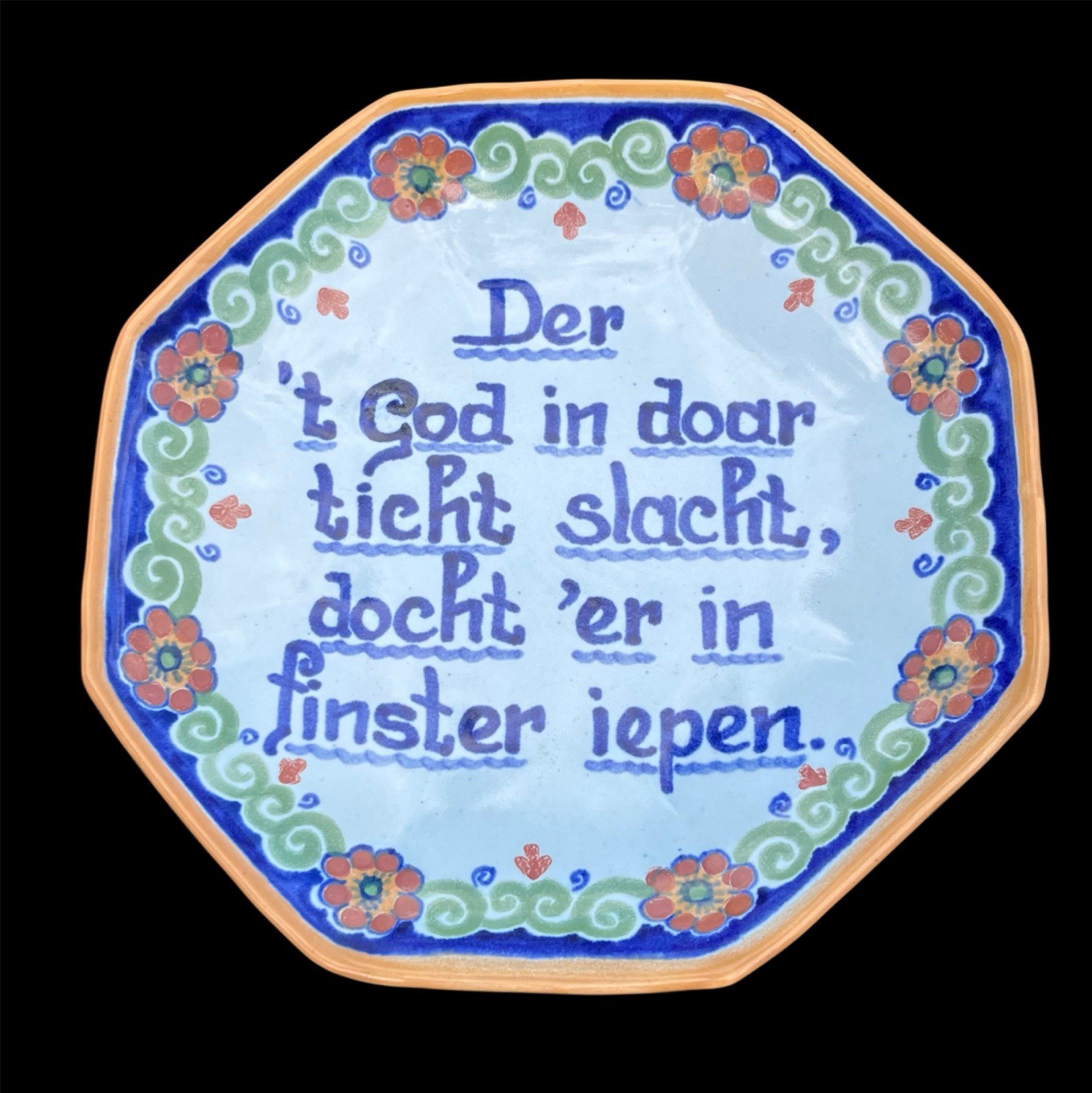 Altena Workum Handwerk Vintage Ceramic PLate Friesland House Blessing Floral 7\