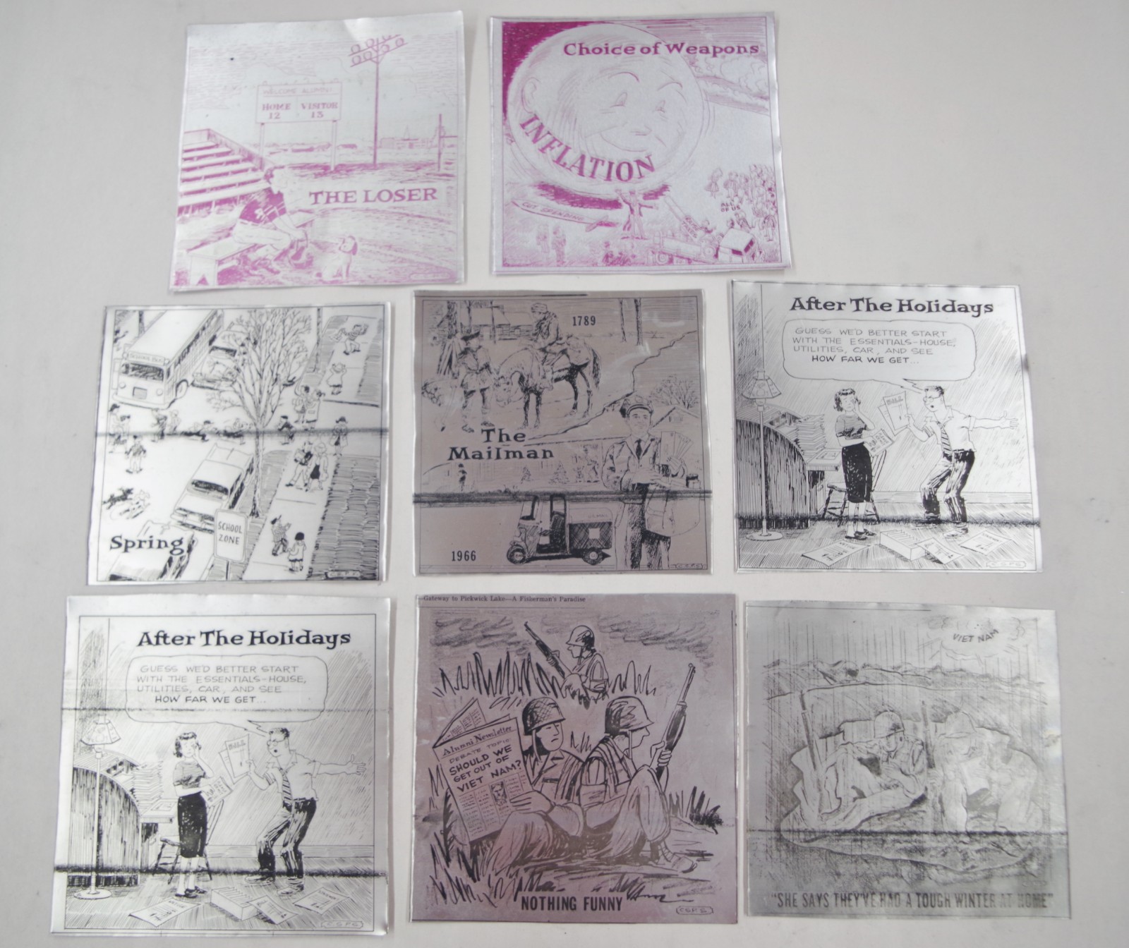 1965-1966 Aluminum Newspaper Printing Plates-Comic/Art signed C.S.P.S 1965-1966 Aluminum Newspaper Printing Plates-Comic/Art signed C.S.P.S