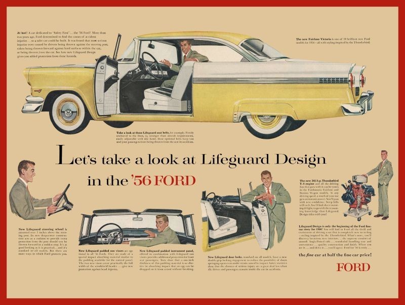 1956 Ford Fairlane Victoria in Yellow & White New Metal Sign: 12x16 1956 Ford Fairlane Victoria in Yellow & White New Metal Sign: 12x16