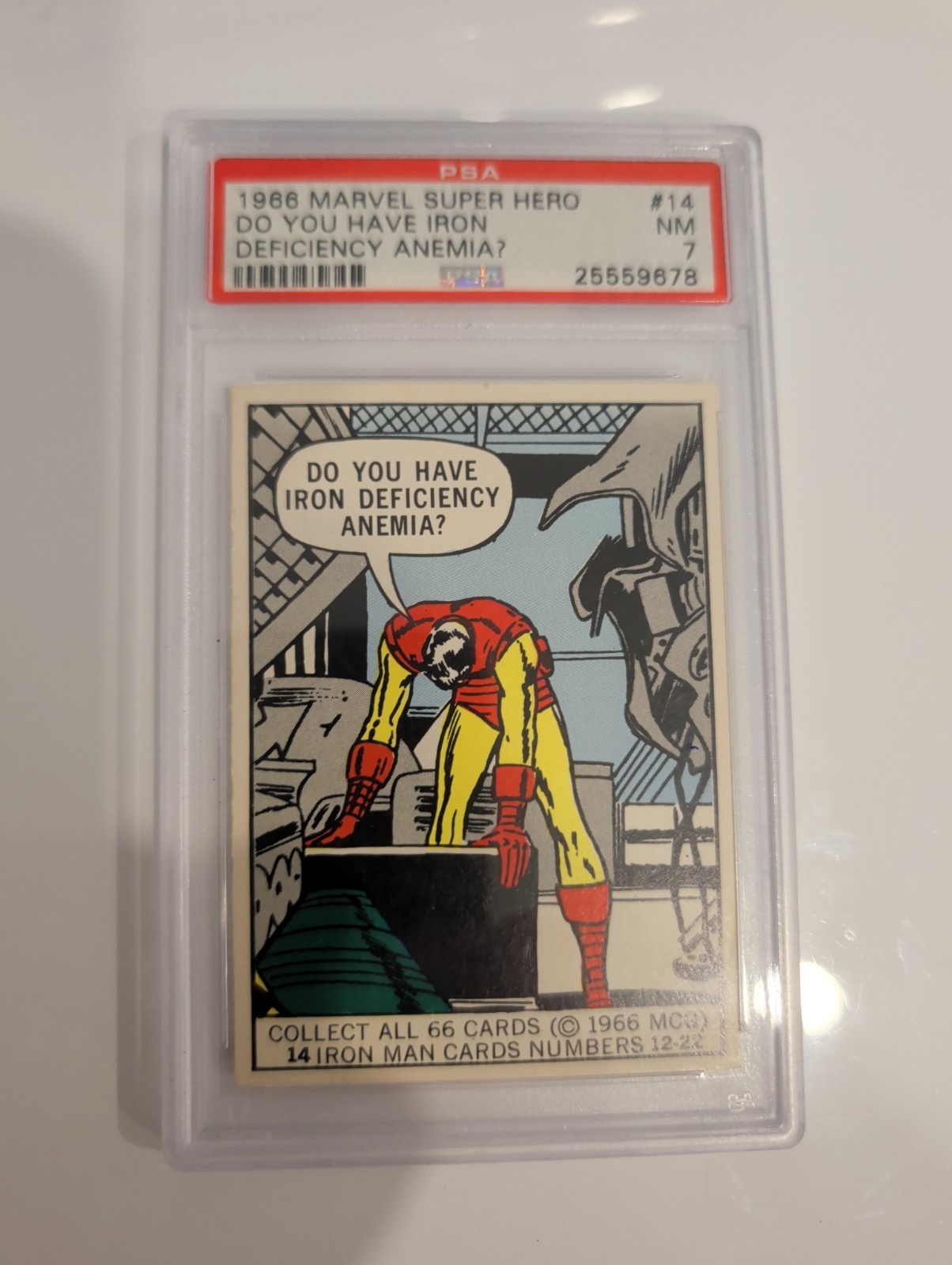 1966 Marvel Super Hero Iron Man # 14 PSA 7 Ex - Mt- Iron Deficiency 1966 Marvel Super Hero Iron Man # 14 PSA 7 Ex - Mt- Iron Deficiency