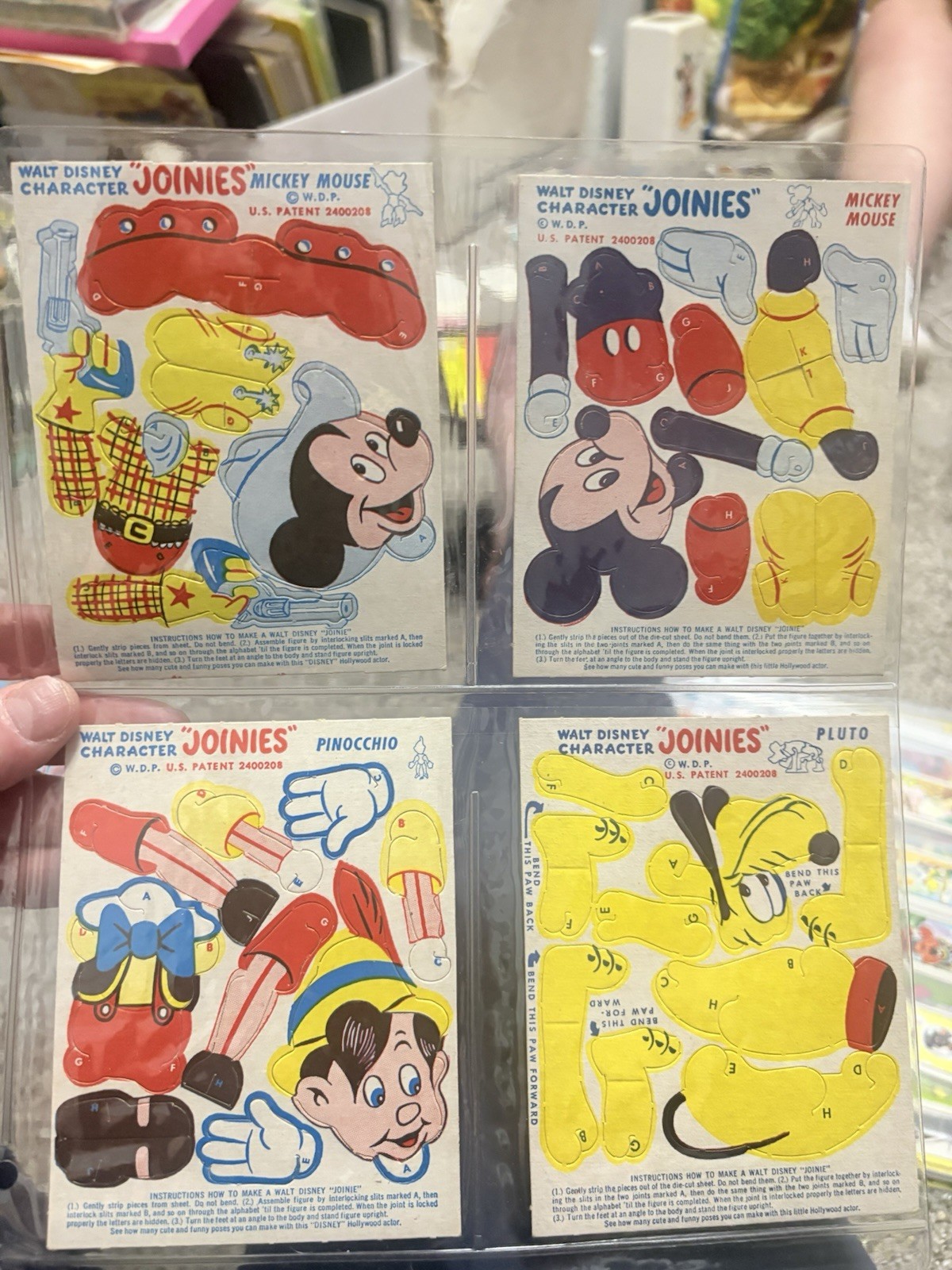 Vintage Walt Disney Character Joinies Lot 1940s Unpunched Mickey Donald Goofy