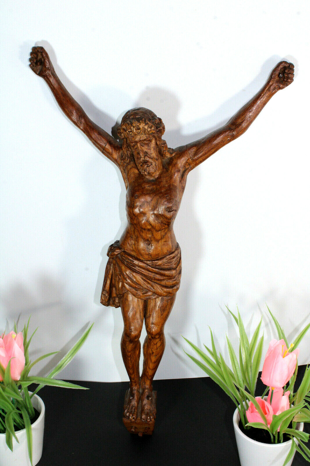 Gorgeous antique wood carved christ jesus figurine 19.6 Gorgeous antique wood carved christ jesus figurine 19.6