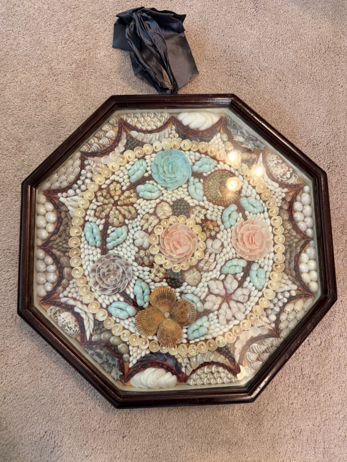 Beautiful Handcrafted Vintage Sailors Valentine “15”Inches octagon Shape Beautiful Handcrafted Vintage Sailors Valentine “15”Inches octagon Shape