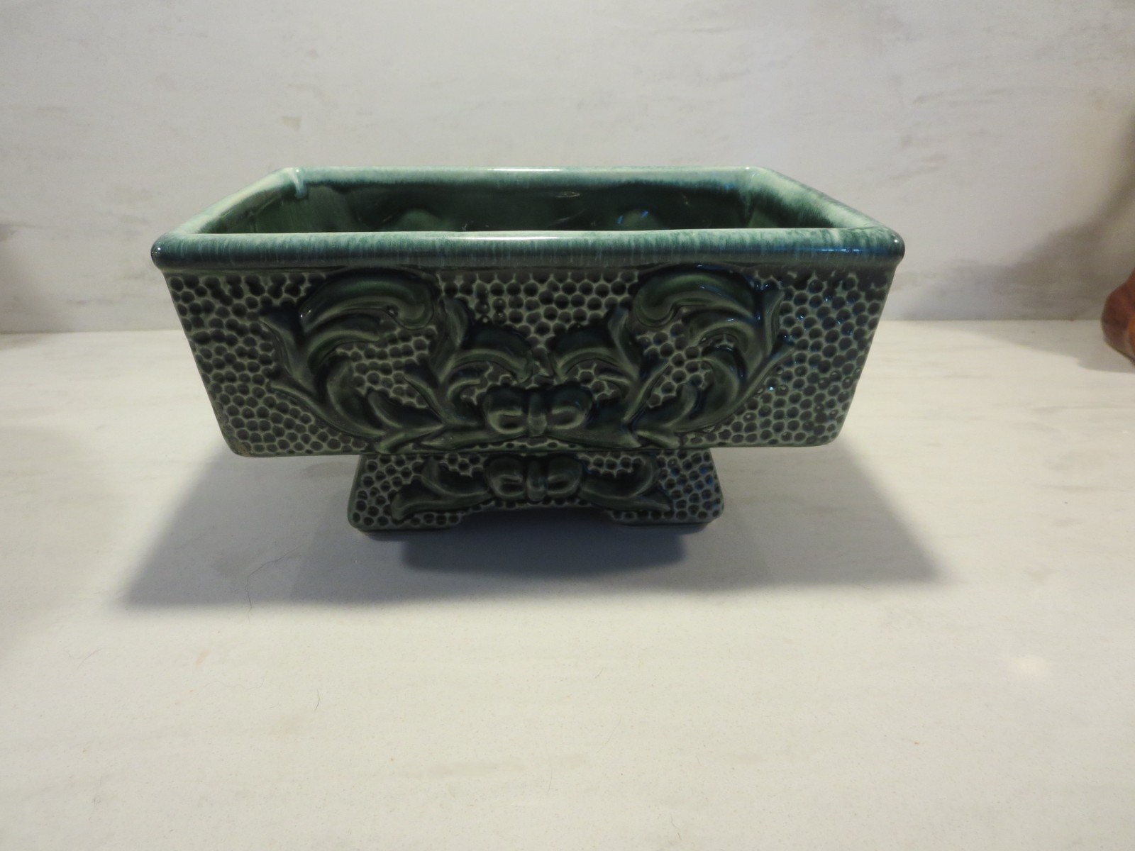 Vintage Green Glazed Ceramic Planter 8