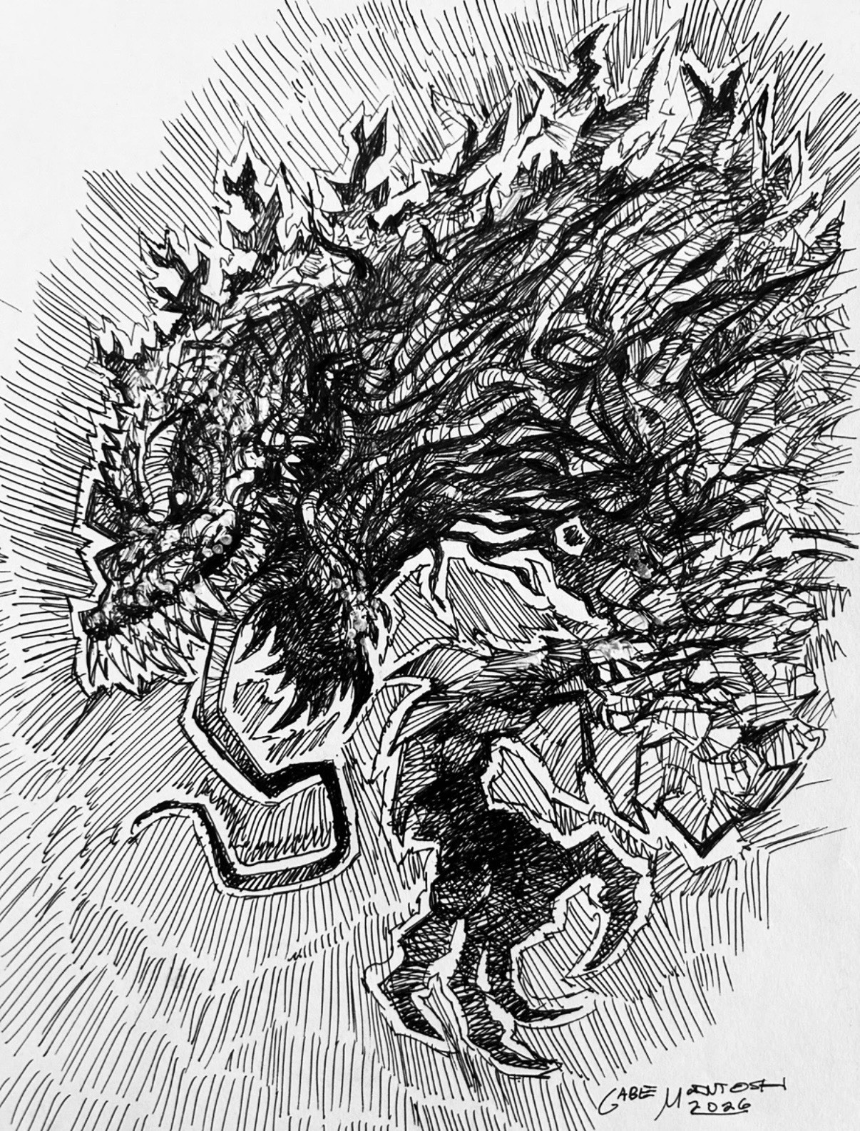 Monster-Zilla Godzilla - 11x14 Original Ink Art by McIntosh COA - NOT a Print Monster-Zilla Godzilla - 11x14 Original Ink Art by McIntosh COA - NOT a Print