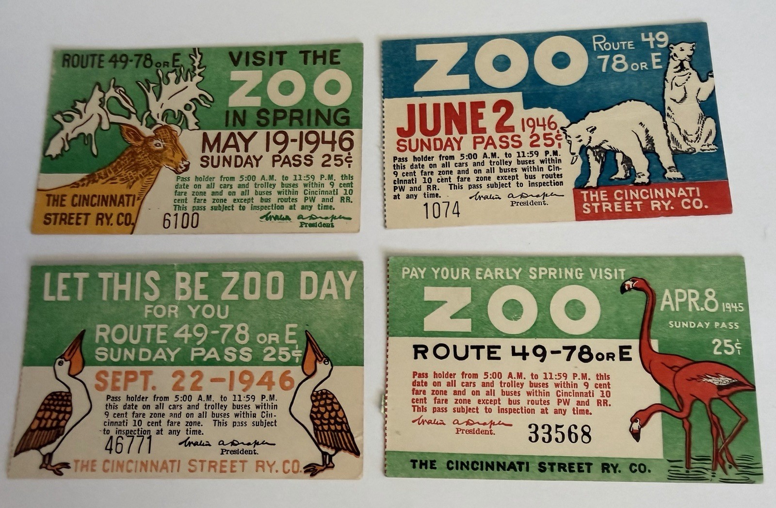 40s Cincinnati Street Railway Trolley Ticket Pass Zoo Lot of 4 40s Cincinnati Street Railway Trolley Ticket Pass Zoo Lot of 4