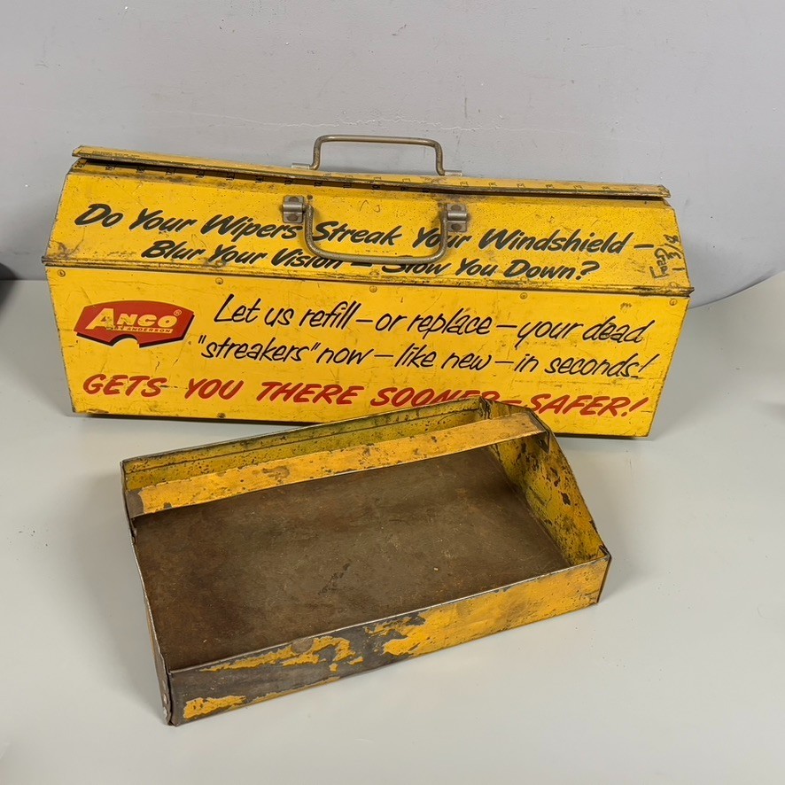 Vintage 1963 Anco by Anderson Pump Island Wiper Blade Service Kit Metal Tool Box Vintage 1963 Anco by Anderson Pump Island Wiper Blade Service Kit Metal Tool Box