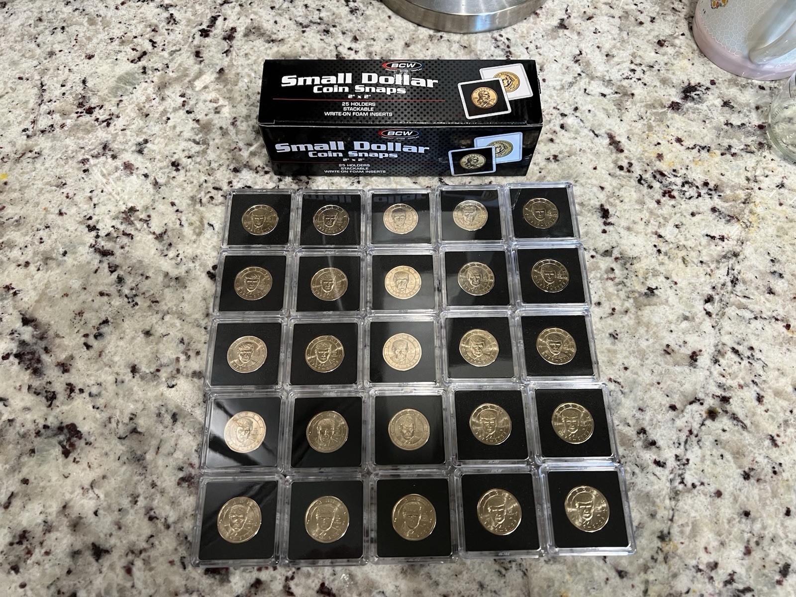LOT OF 25 $1 Trump Coin In Hard Case 1776-2026 Semiquincentennial Uncirculated LOT OF 25 $1 Trump Coin In Hard Case 1776-2026 Semiquincentennial Uncirculated